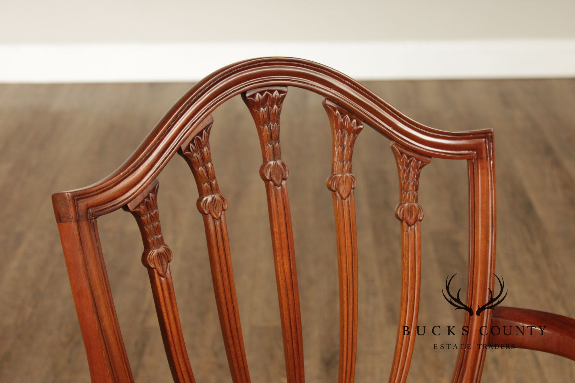 Hepplewhite Style Set of Four Mahogany Shield Back Armchairs