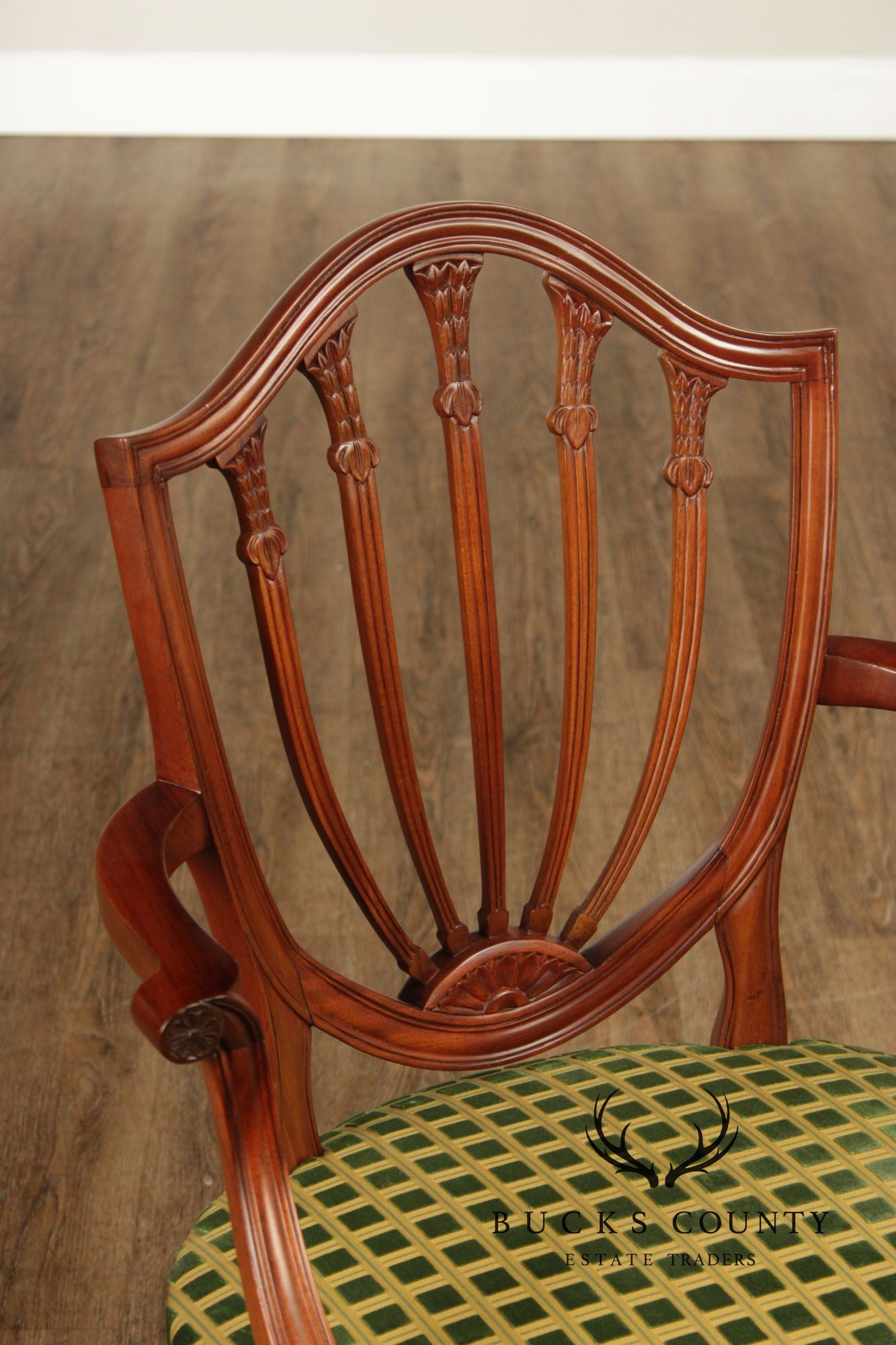 Hepplewhite Style Set of Four Mahogany Shield Back Armchairs