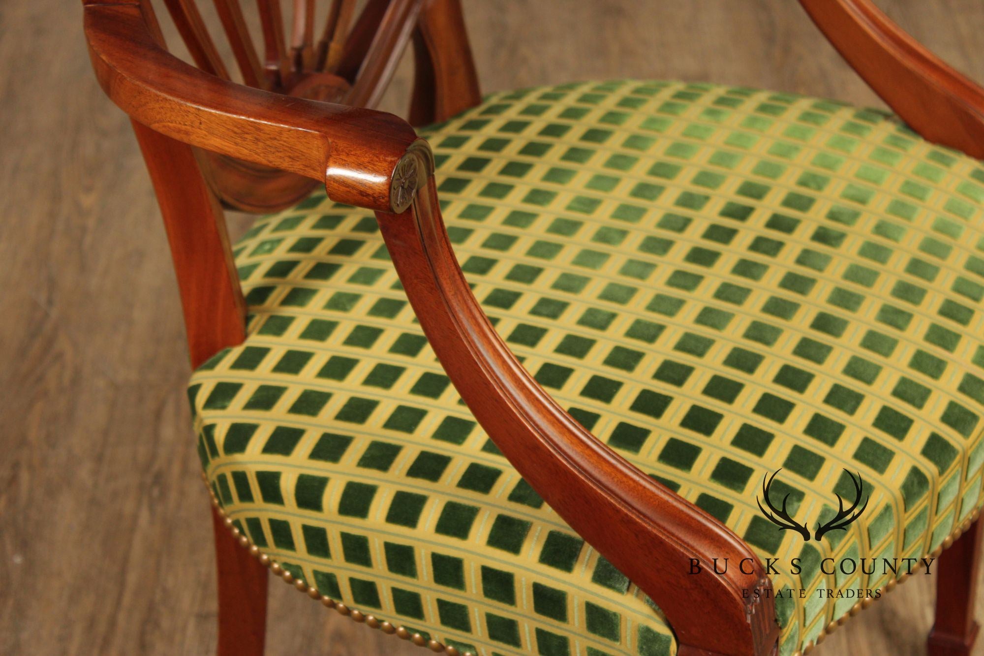 Hepplewhite Style Set of Four Mahogany Shield Back Armchairs