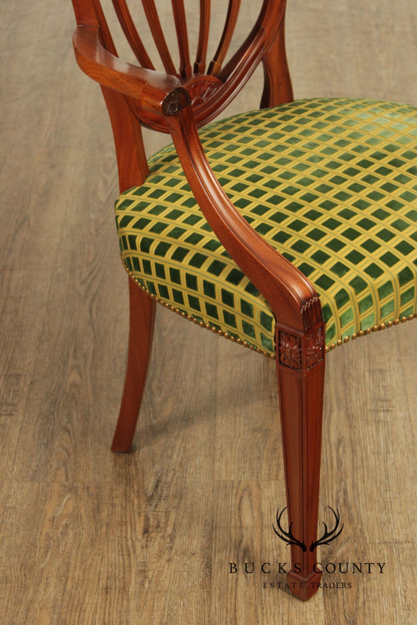 Hepplewhite Style Set of Four Mahogany Shield Back Armchairs
