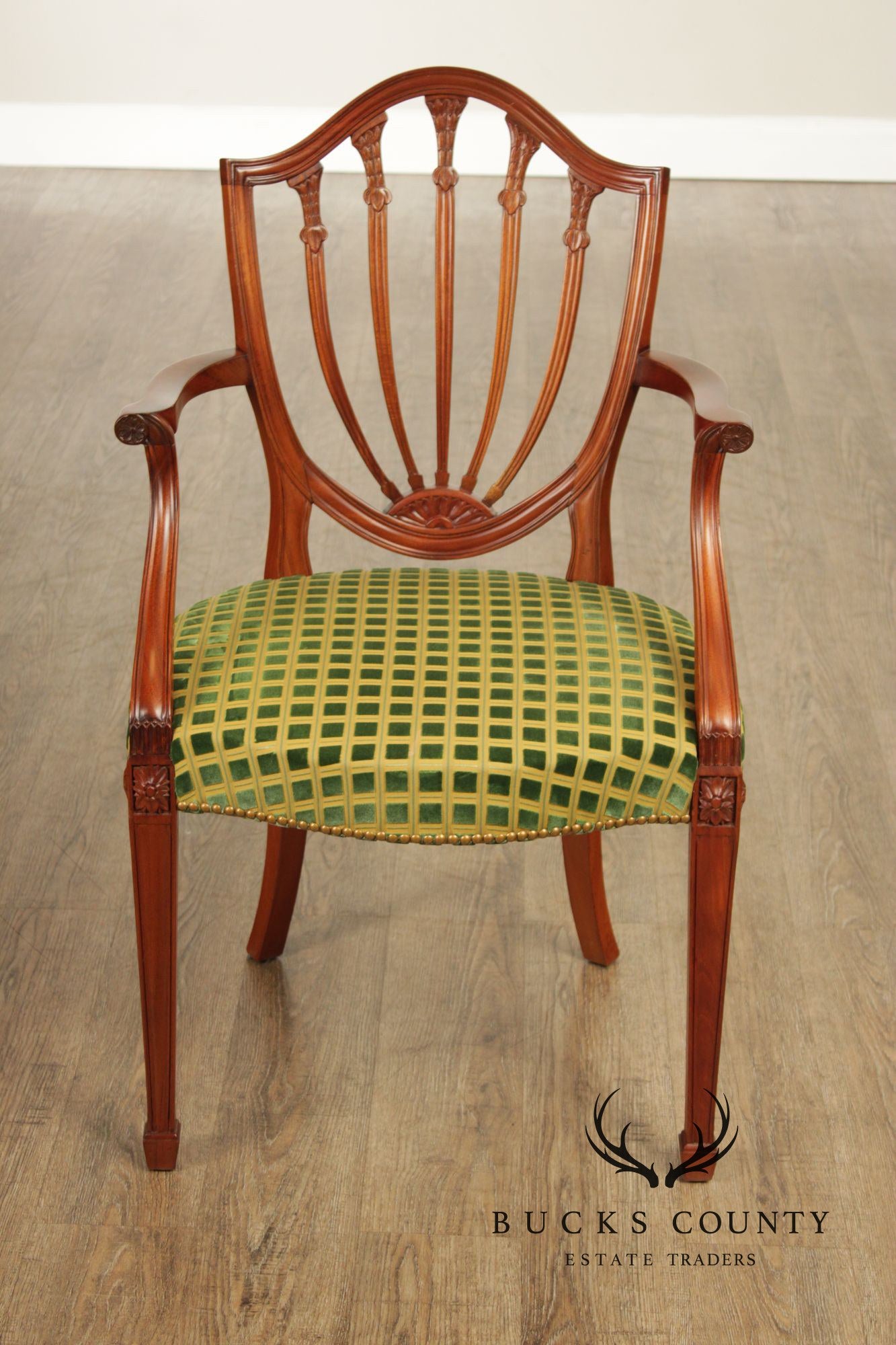 Hepplewhite Style Set of Four Mahogany Shield Back Armchairs