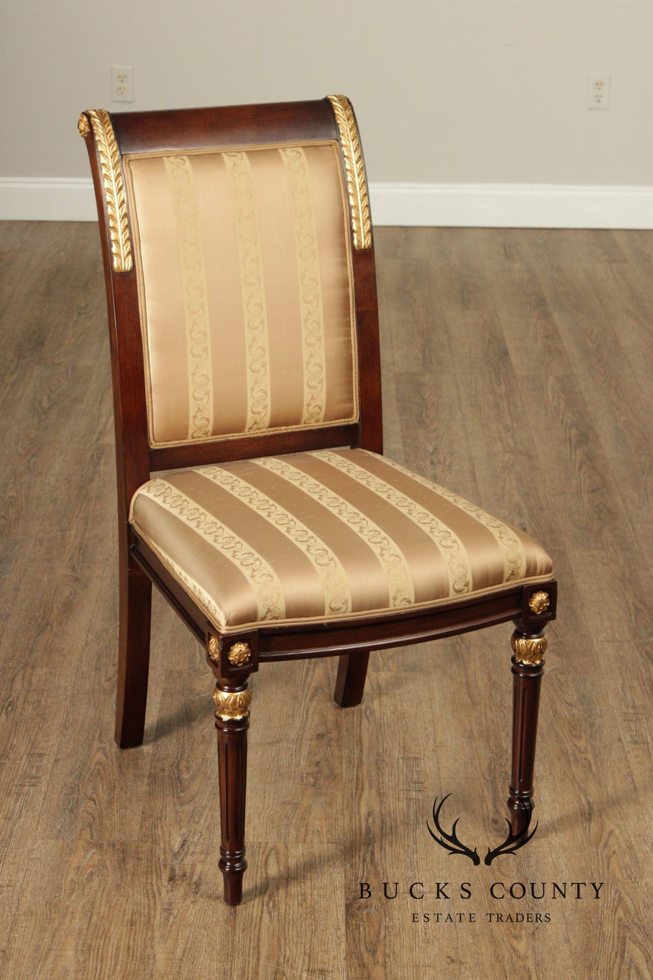 Neoclassical Louis XVI Style Set Of Ten Partial Gilt Mahogany Dining Chairs