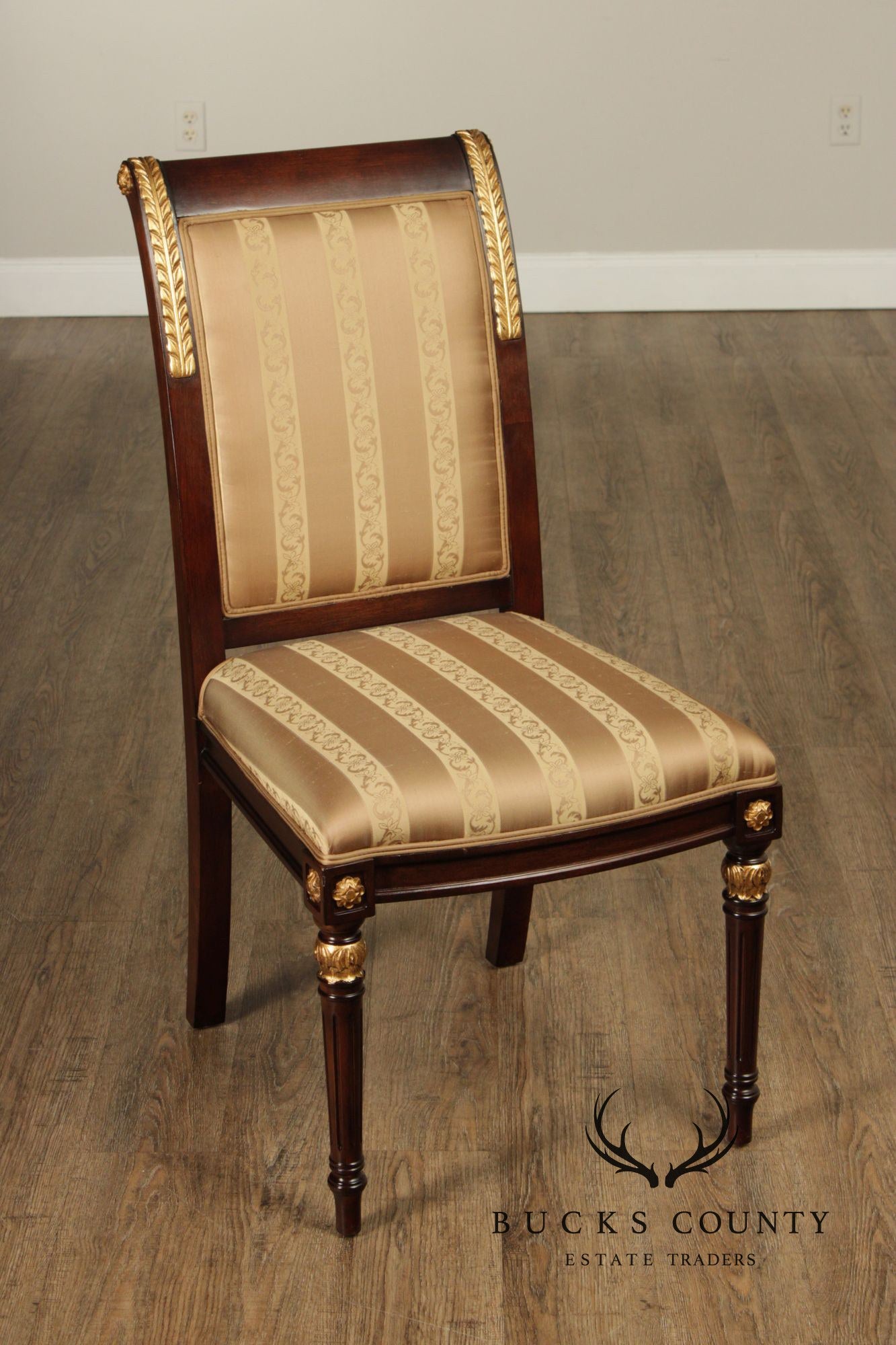 Neoclassical Louis XVI Style Set Of Ten Partial Gilt Mahogany Dining Chairs