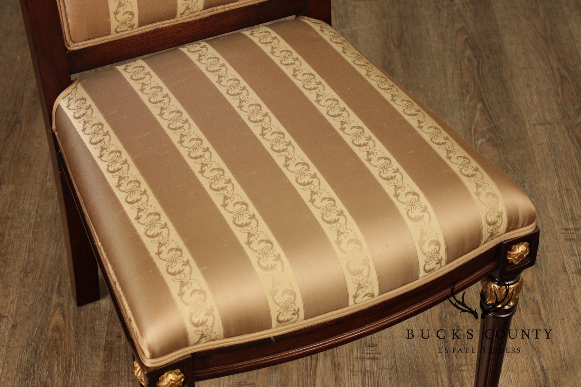 Neoclassical Louis XVI Style Set Of Ten Partial Gilt Mahogany Dining Chairs