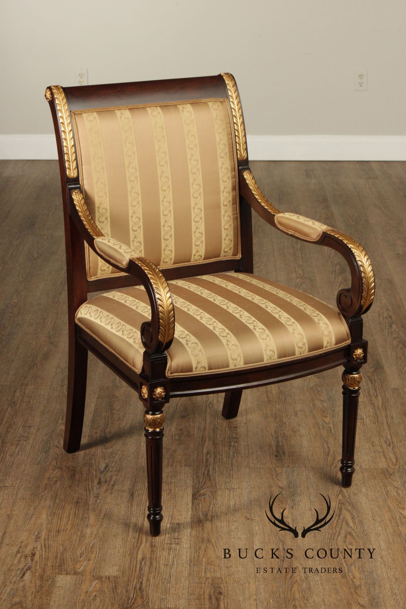 Neoclassical Louis XVI Style Set Of Ten Partial Gilt Mahogany Dining Chairs