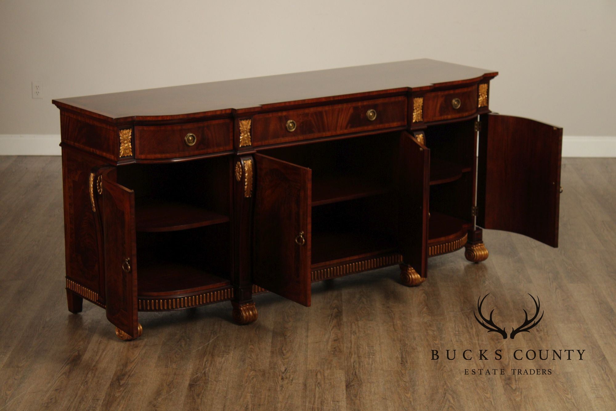 Maitland Smith Mahogany & Partial Gilt Regency Style Sideboard