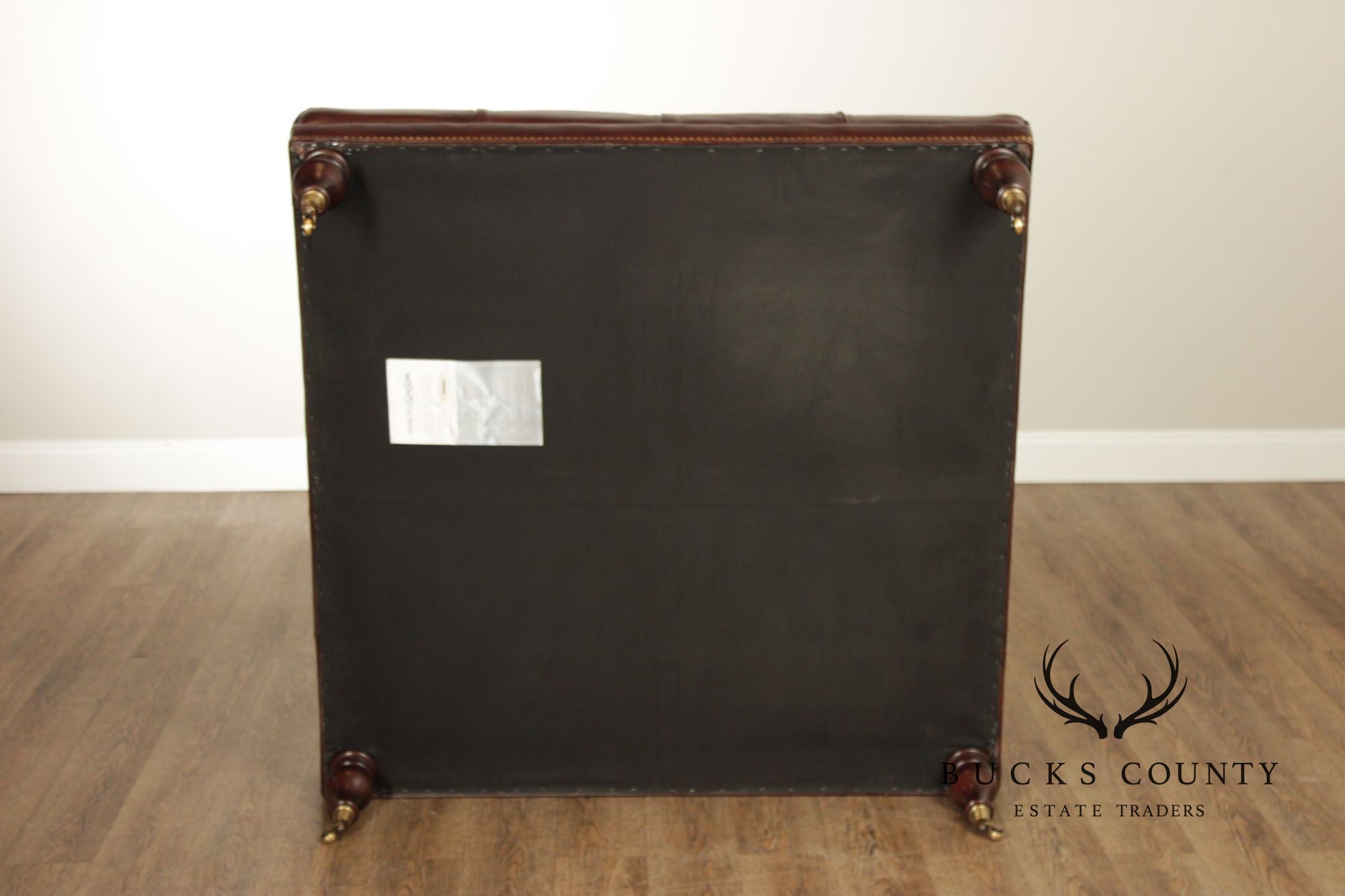 Hancock & Moore Square Tufted Leather Ottoman Coffee Table With Nailhead Trim