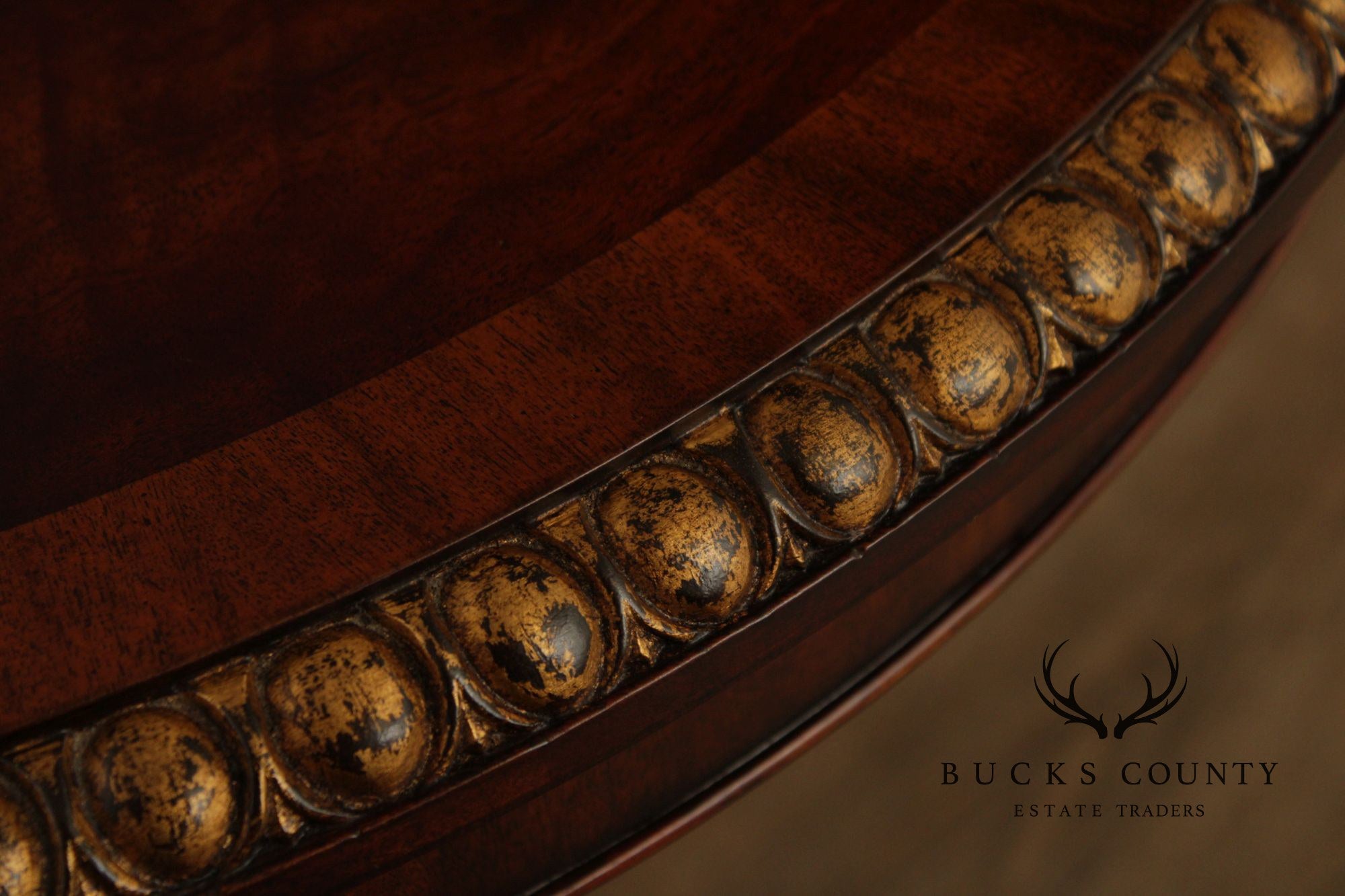 Maitland Smith Mahogany & Gilt Classical Style Round Pedestal Table