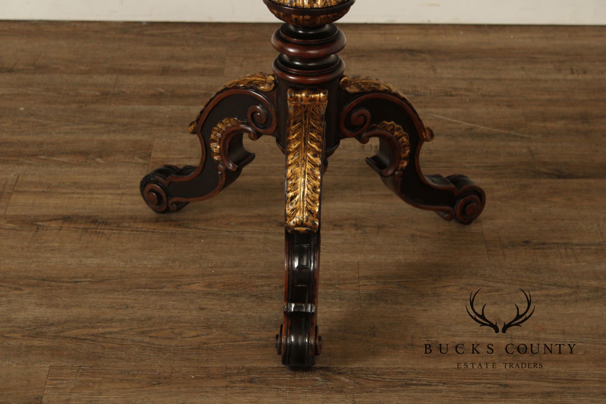 Maitland Smith Mahogany & Gilt Classical Style Round Pedestal Table