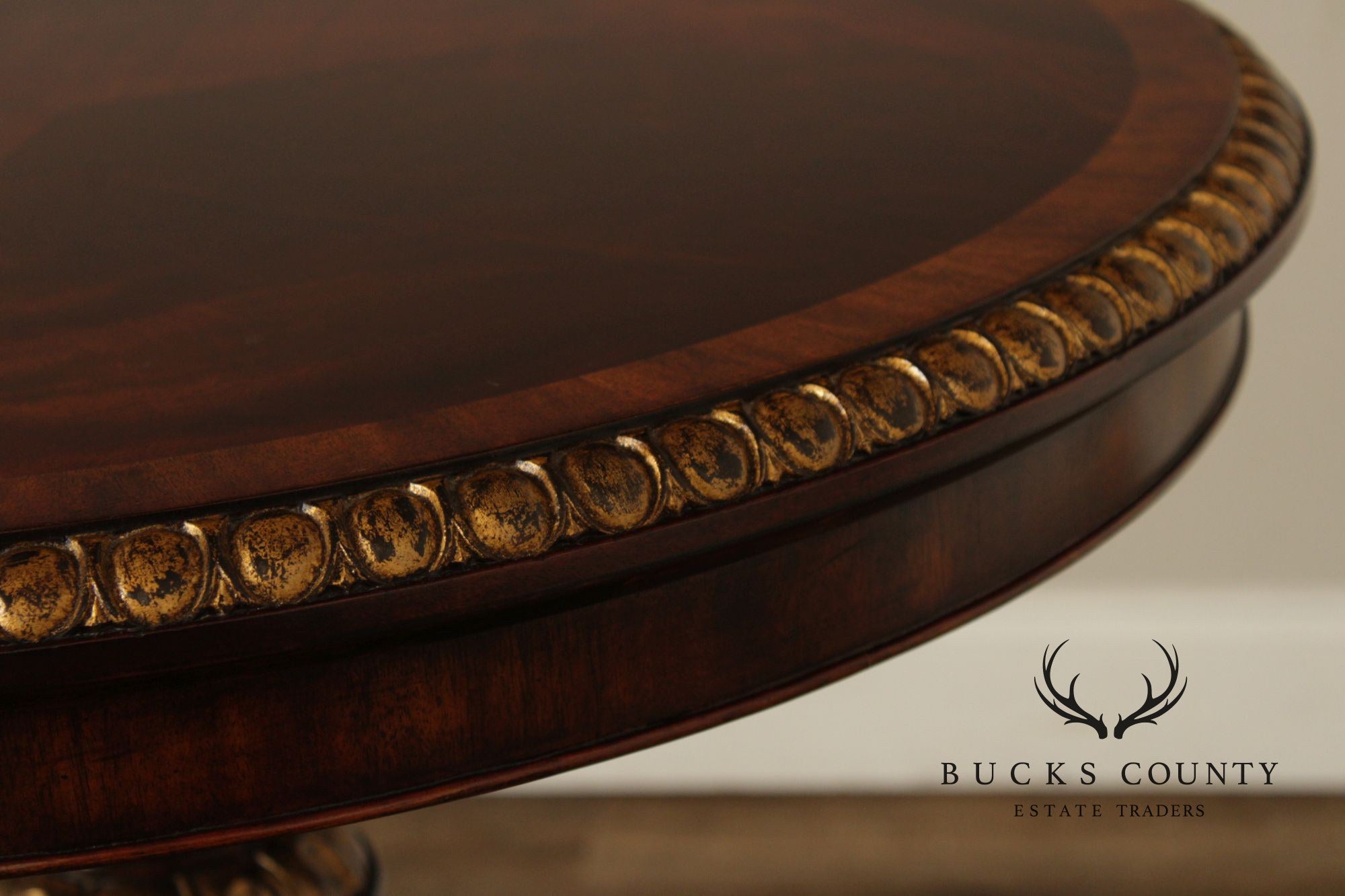 Maitland Smith Mahogany & Gilt Classical Style Round Pedestal Table