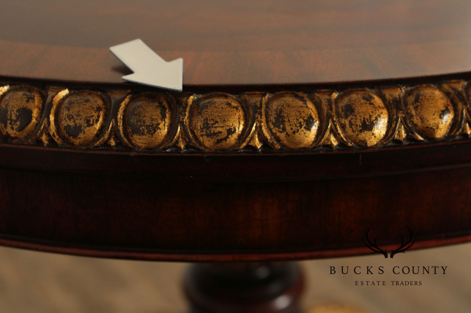 Maitland Smith Mahogany & Gilt Classical Style Round Pedestal Table