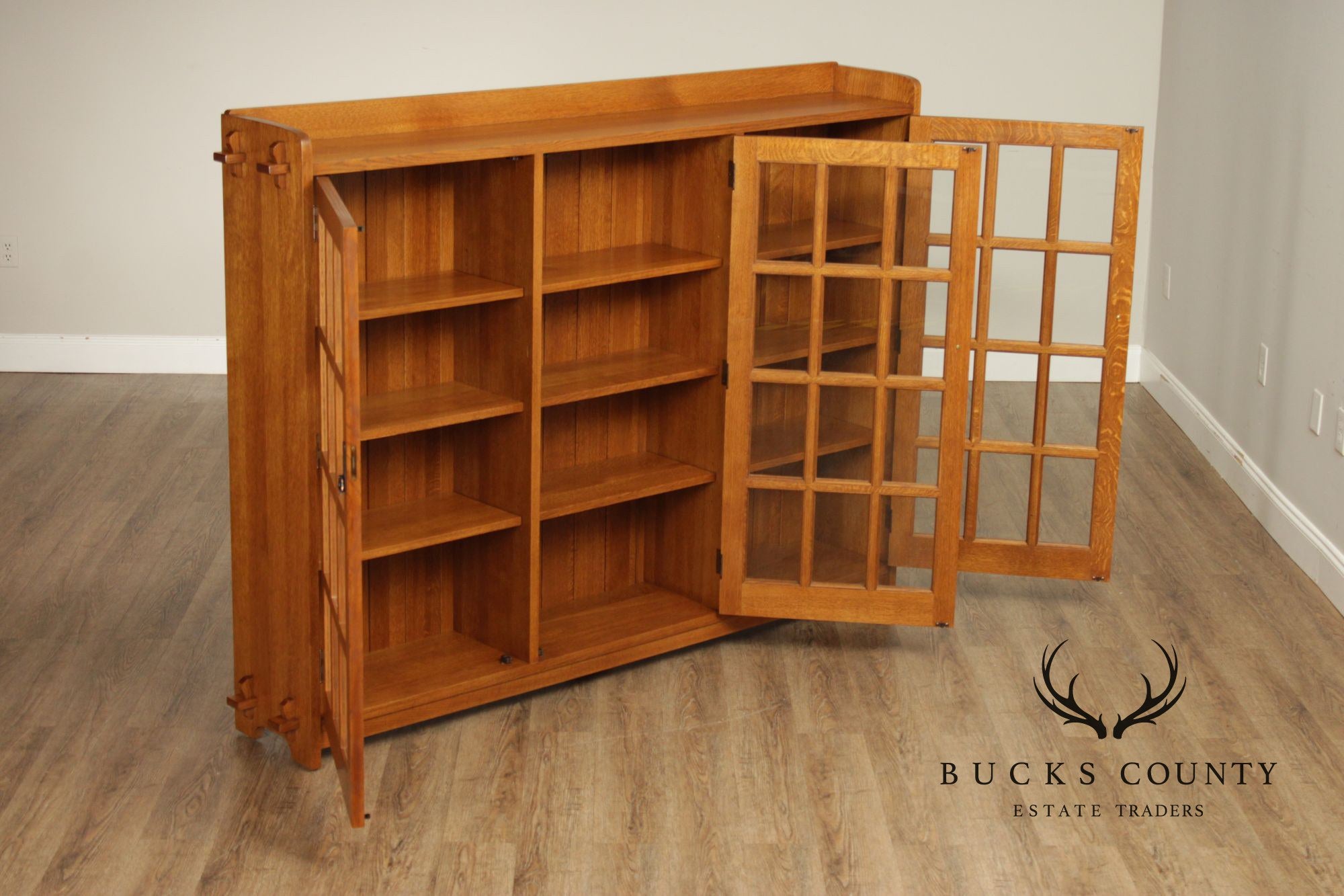 STICKLEY MISSION COLLECTION OAK THREE DOOR BOOKCASE
