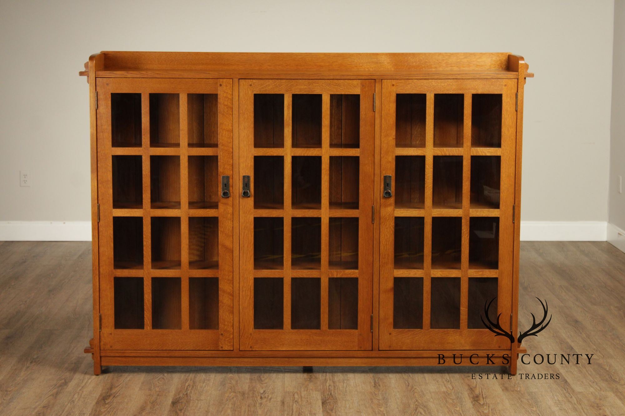 STICKLEY MISSION COLLECTION OAK THREE DOOR BOOKCASE