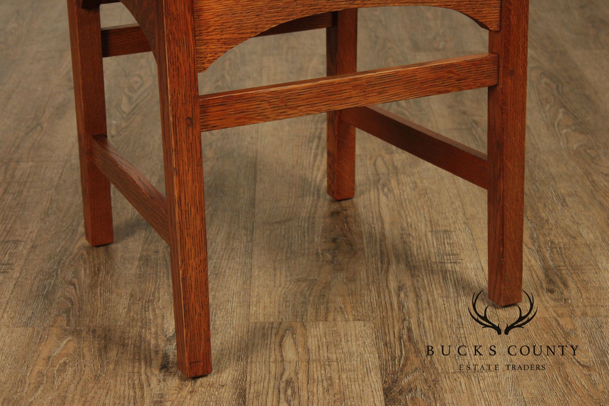 Stickley Mission Collection Set of Six Harvey Ellis Inlaid Oak Dining Chairs