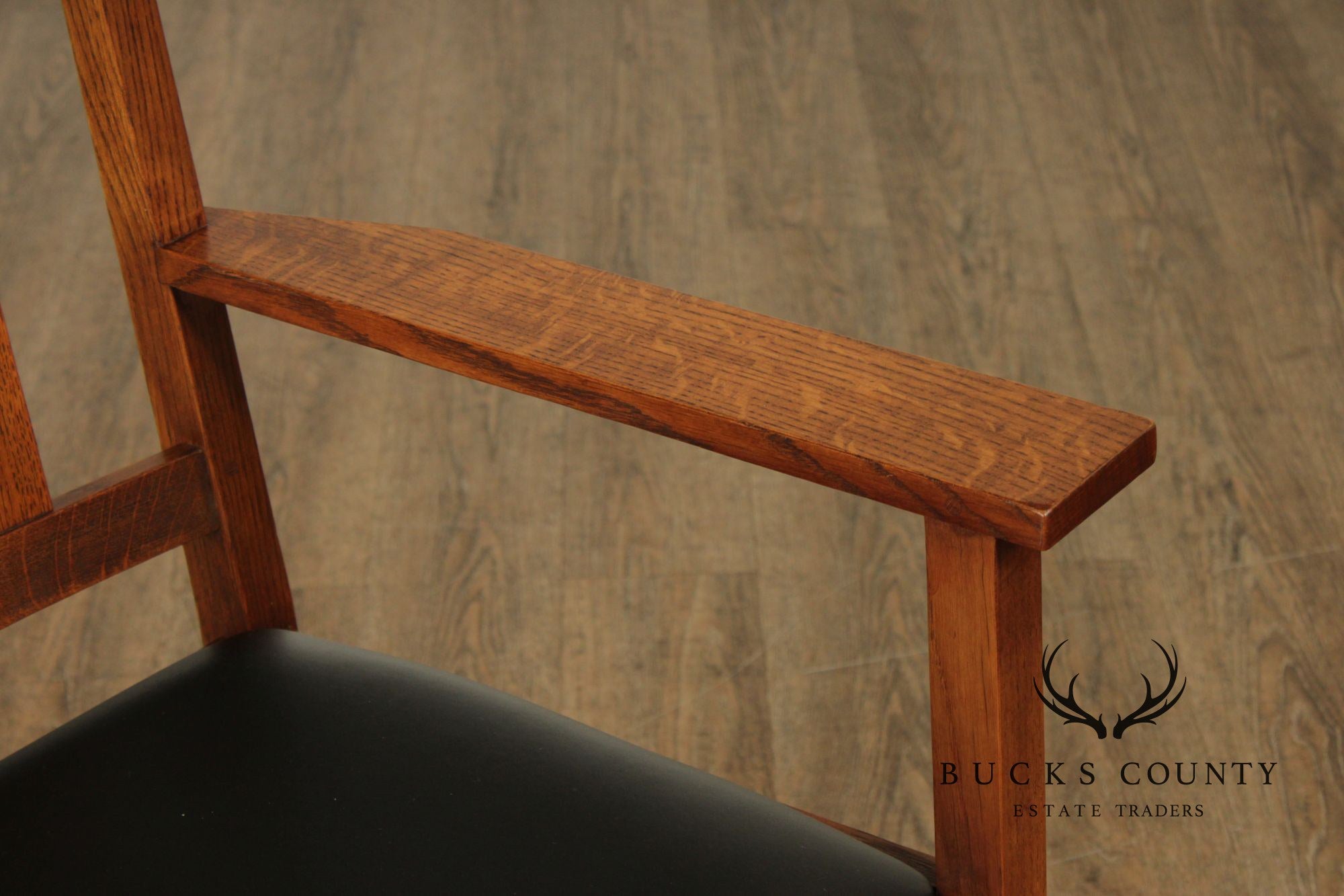 Stickley Mission Collection Set of Six Harvey Ellis Inlaid Oak Dining Chairs