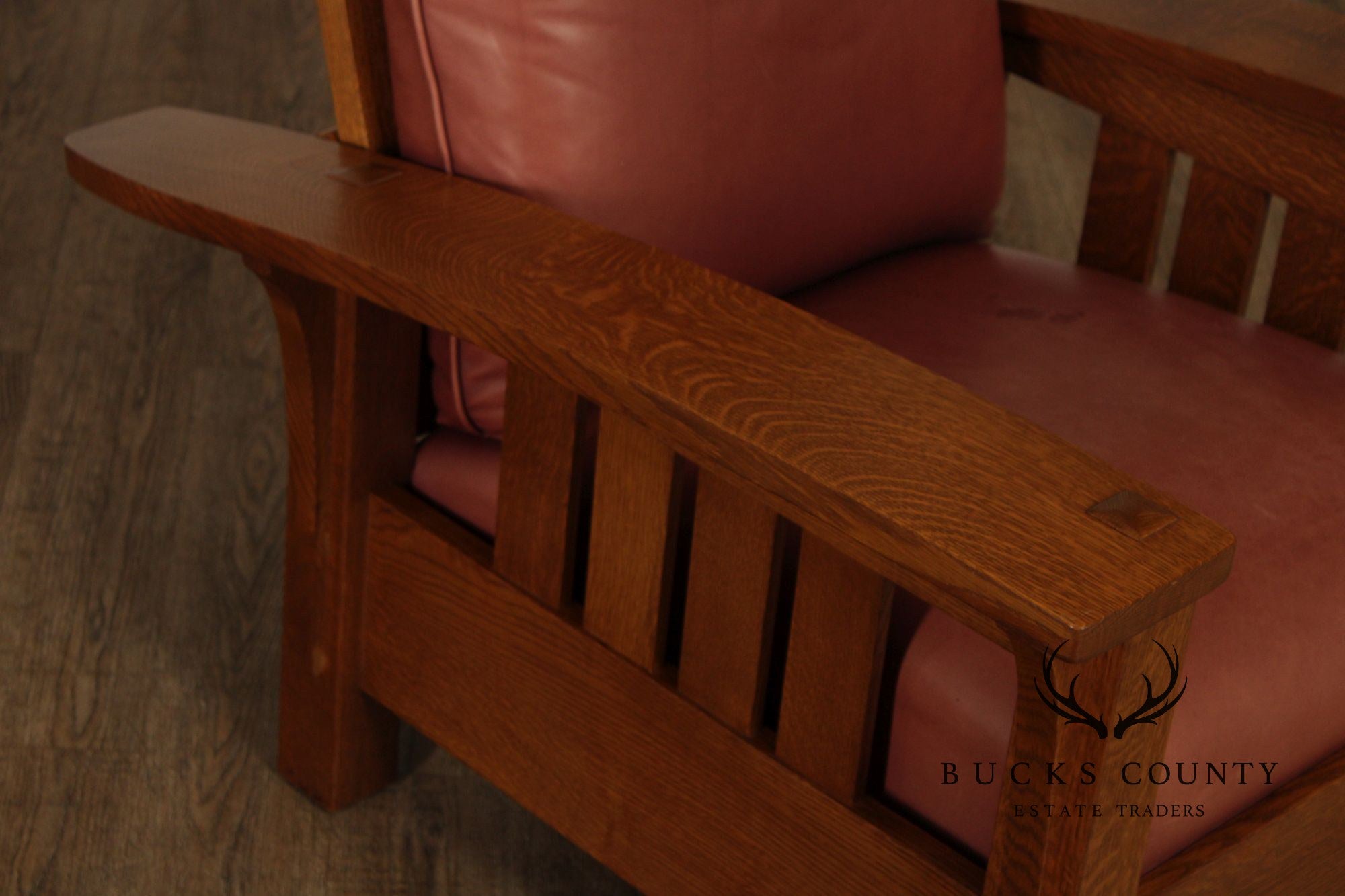 Stickley Mission Collection Oak And Leather Bow Arm Morris Chair