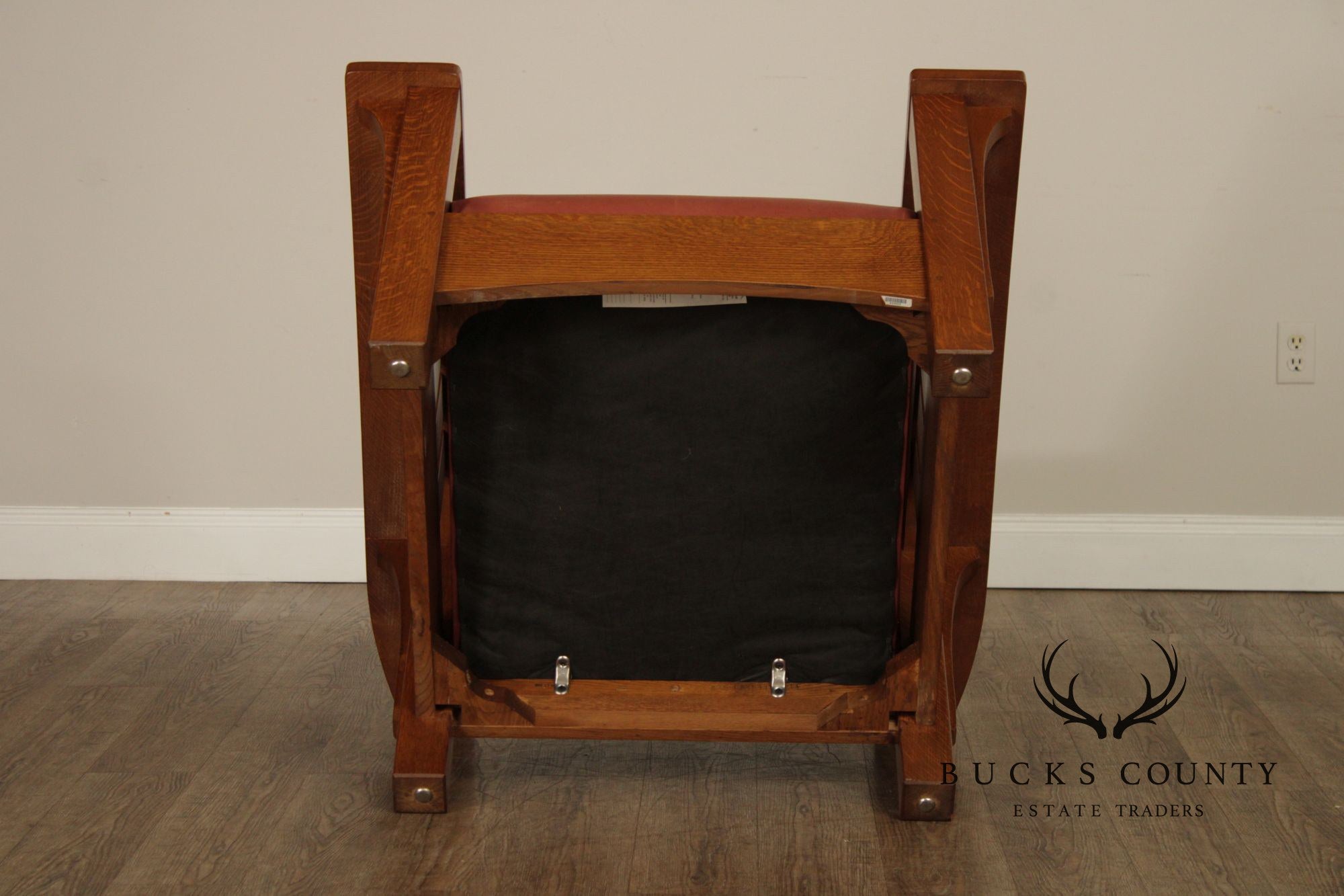 Stickley Mission Collection Oak And Leather Bow Arm Morris Chair