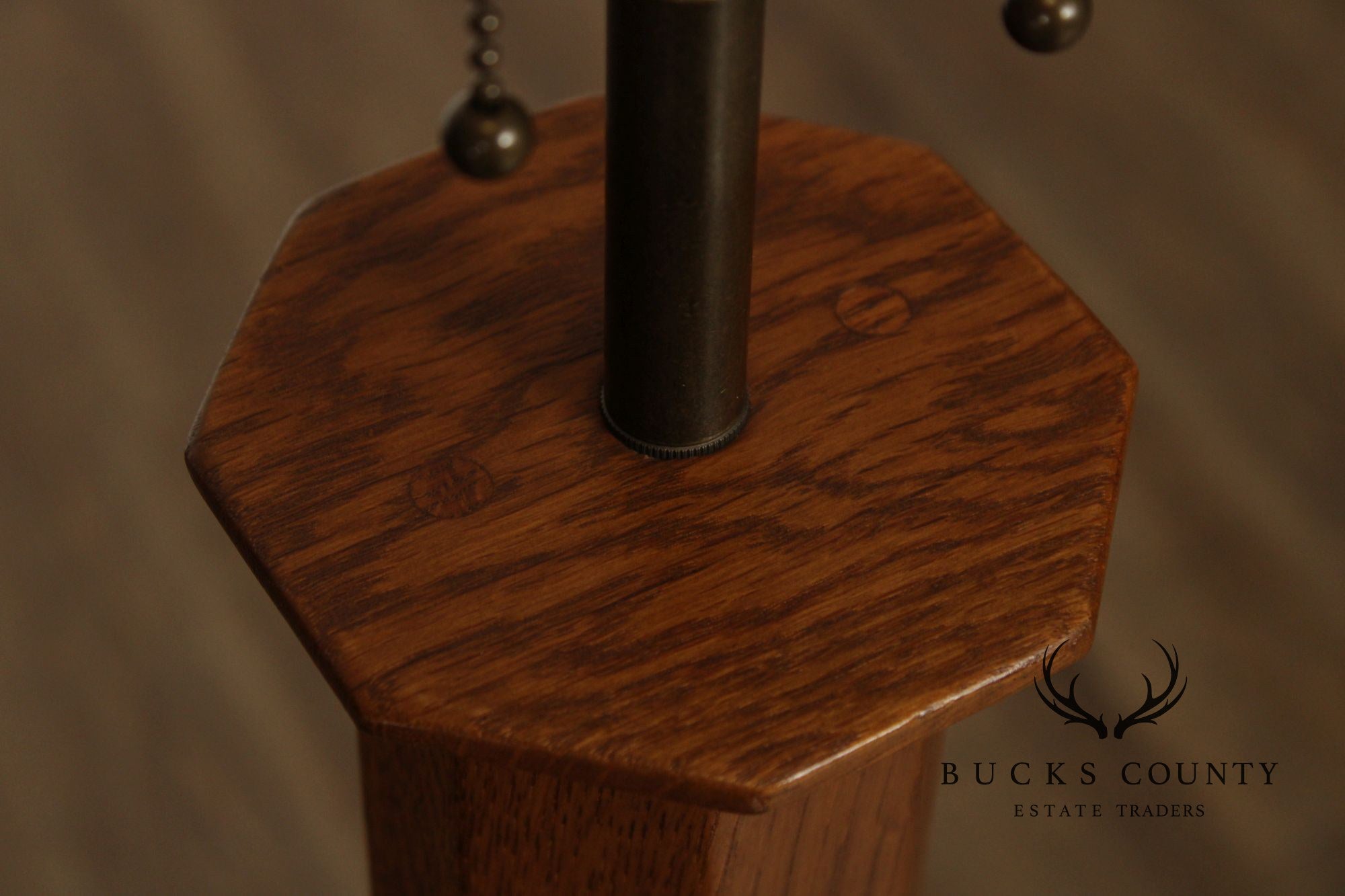 Stickley Mission Collection Oak and Leaded Glass Floor Lamp