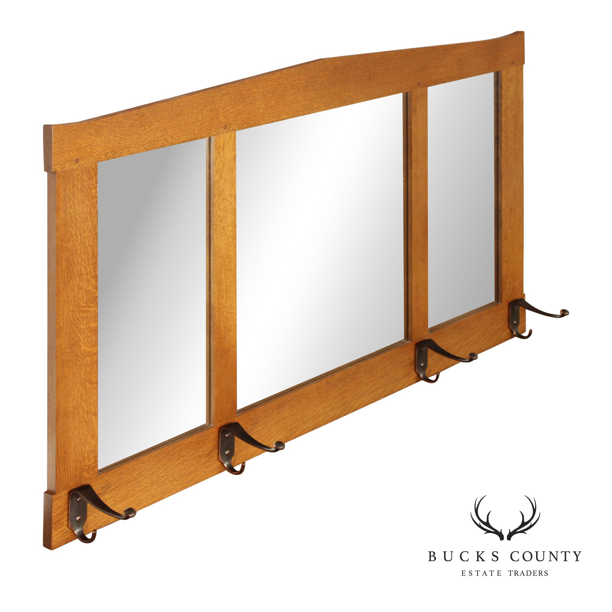 Stickley Mission Collection Oak Three Glass Mirror
