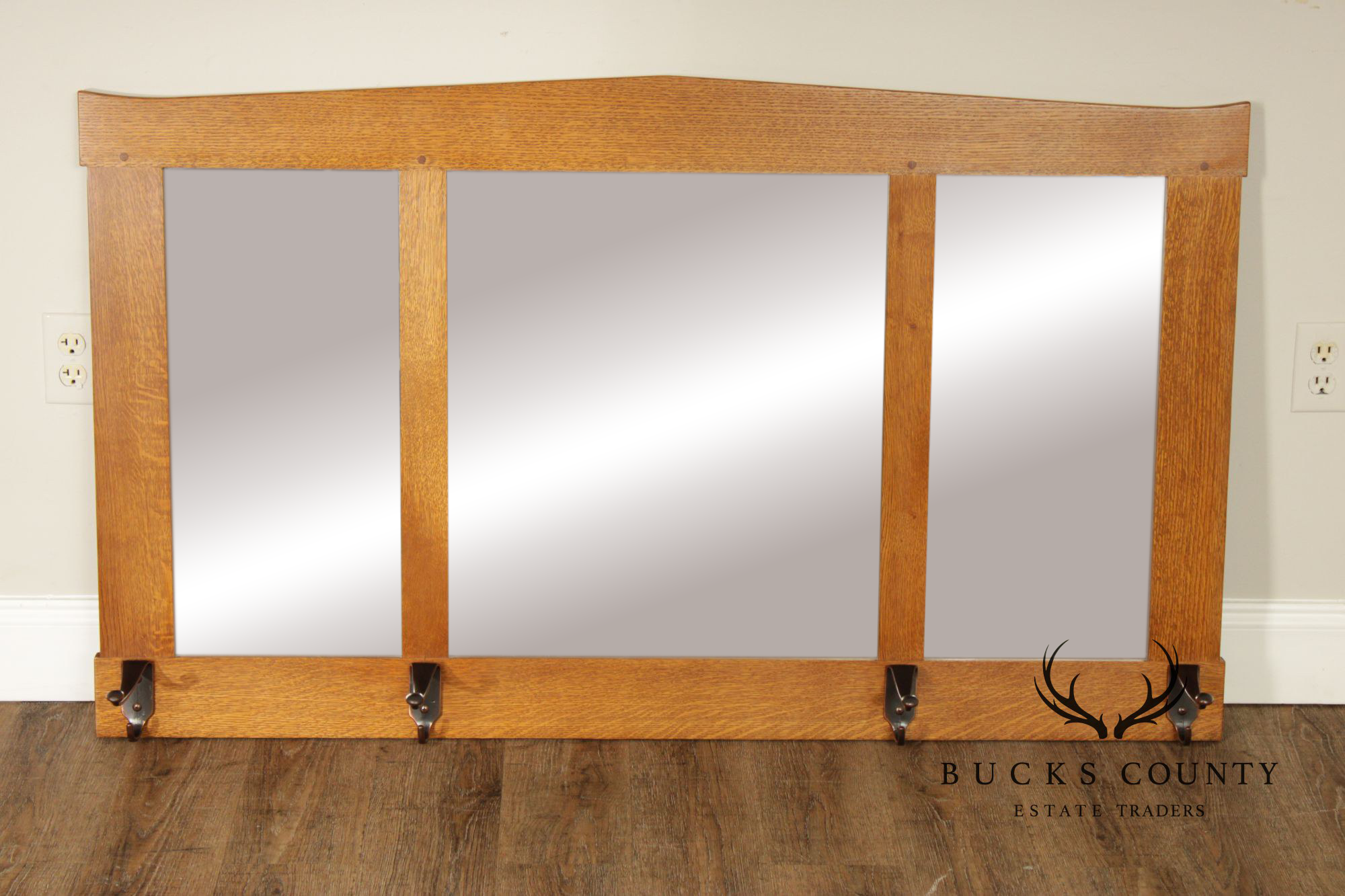 Stickley Mission Collection Oak Three Glass Mirror
