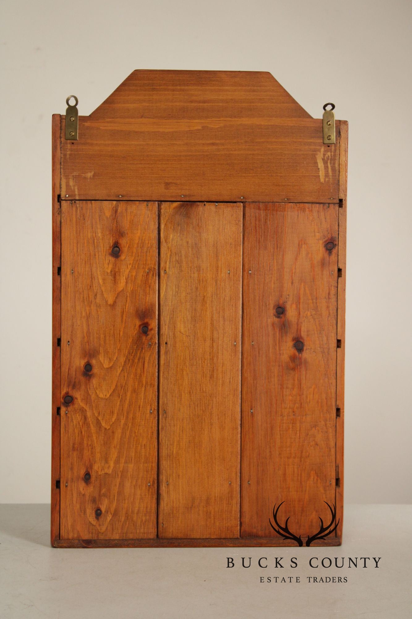 Country Pine Hanging Spice Cabinet With Drawers And White Knobs