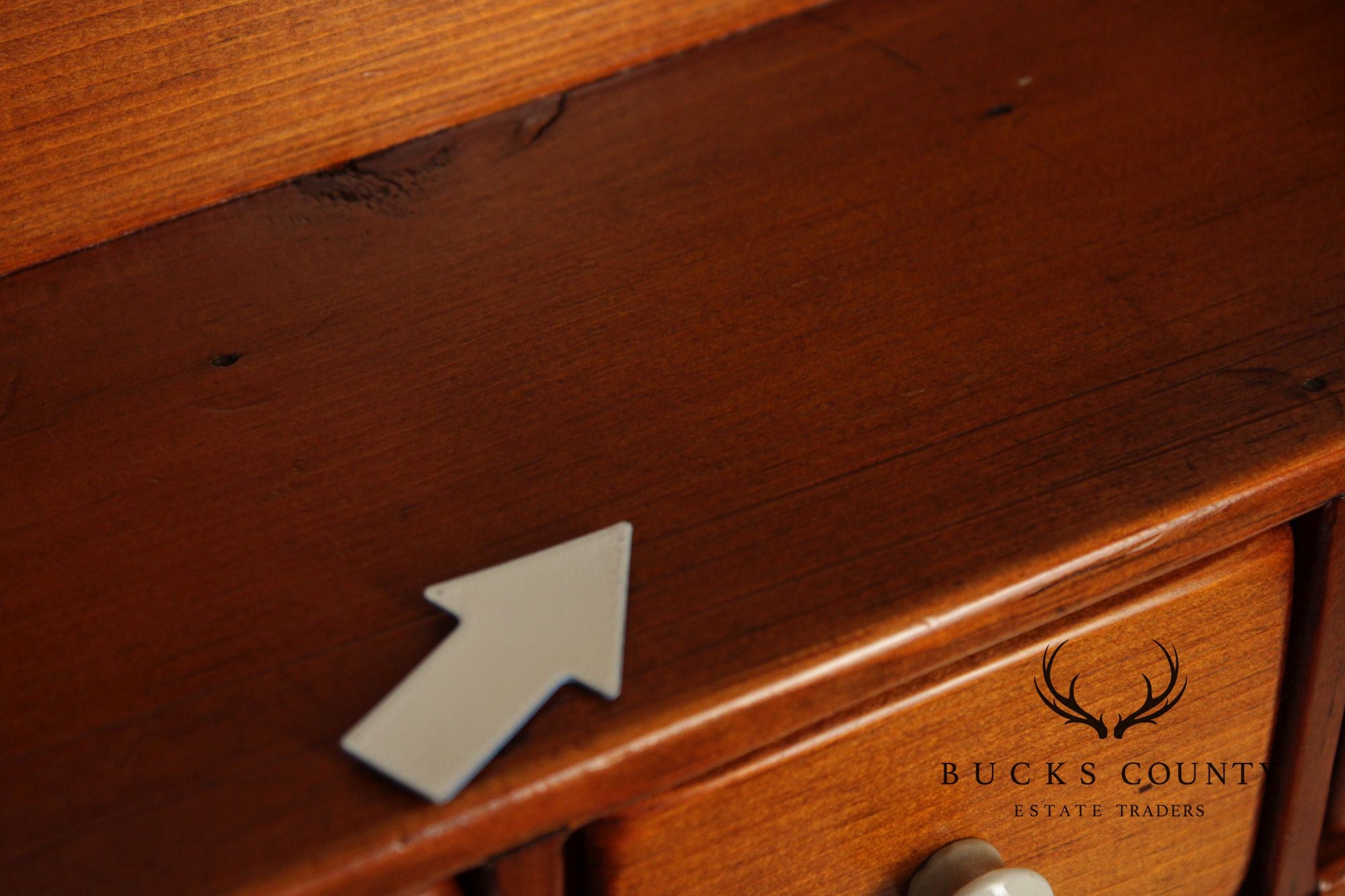 Country Pine Hanging Spice Cabinet With Drawers And White Knobs