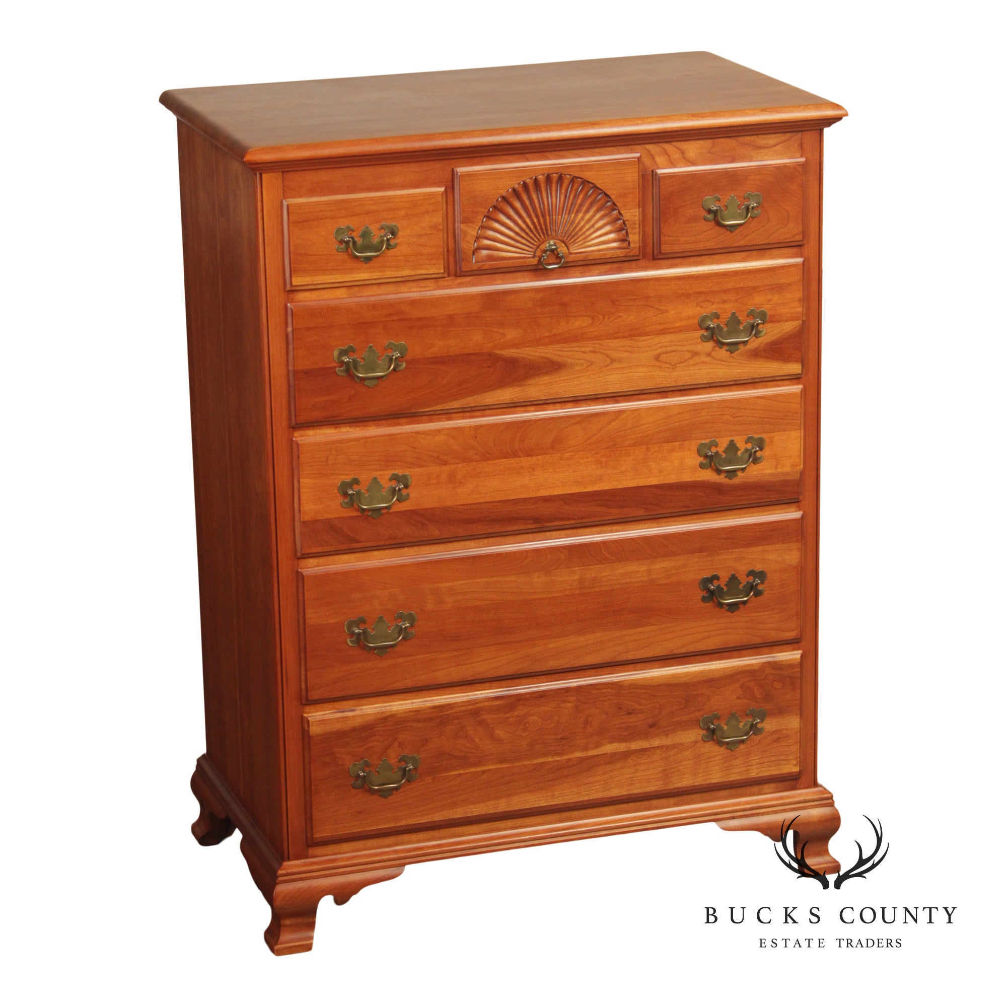 Kling Vintage Solid Cherry Chippendale Style Tall Chest