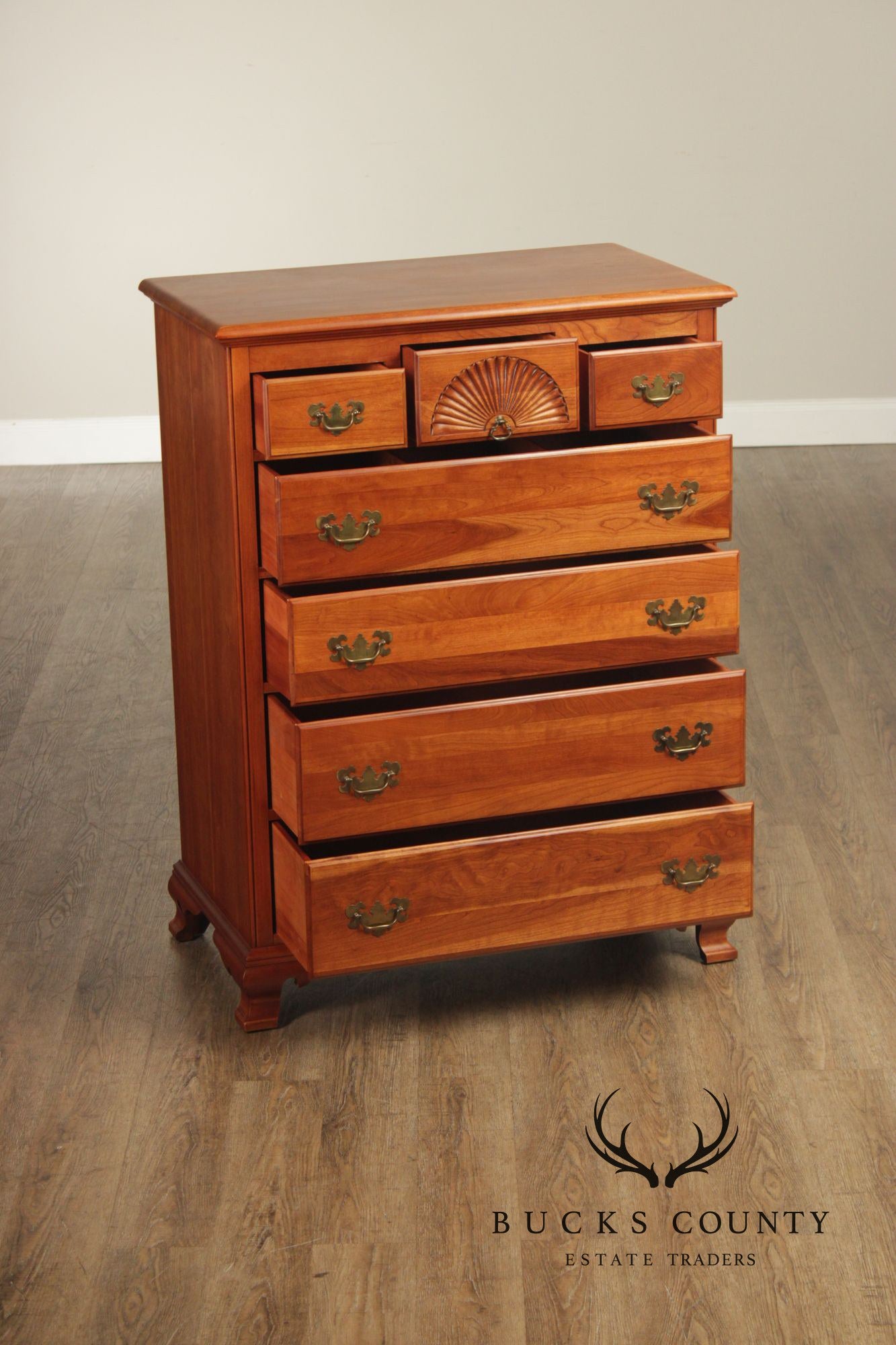 Kling Vintage Solid Cherry Chippendale Style Tall Chest