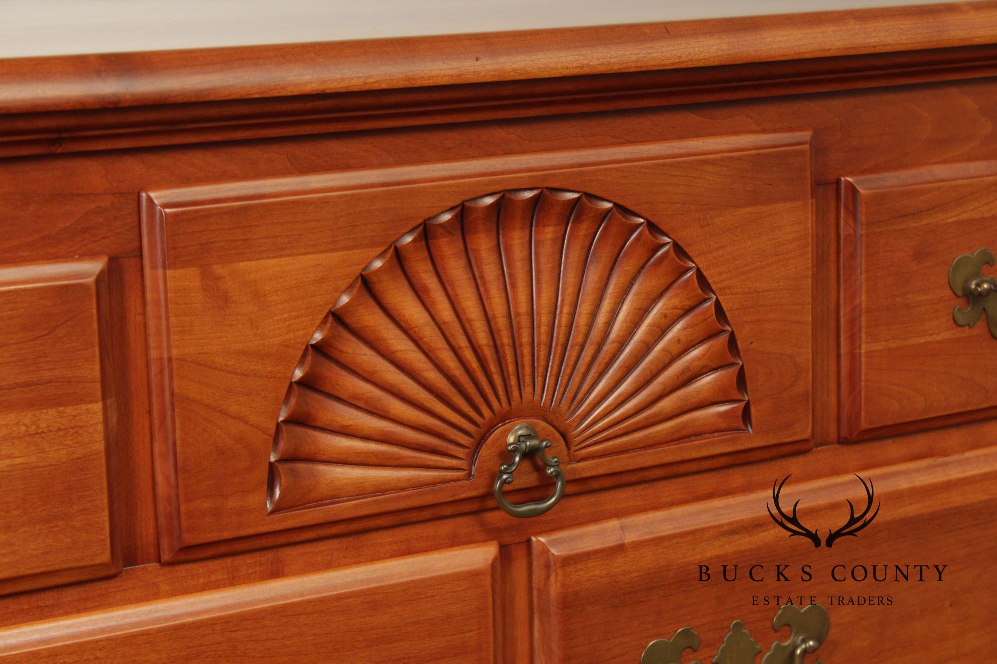 Kling Vintage Solid Cherry Chippendale Style Dresser With Shell Carving