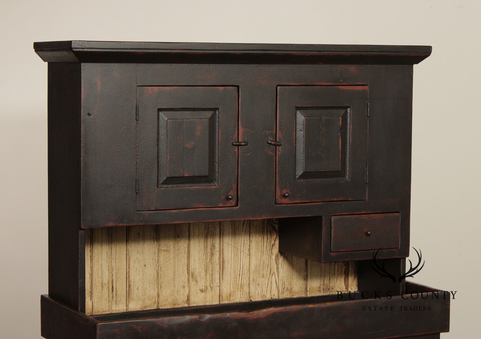 Hand Crafted Primitive Farmhouse Painted Dry Sink Hutch
