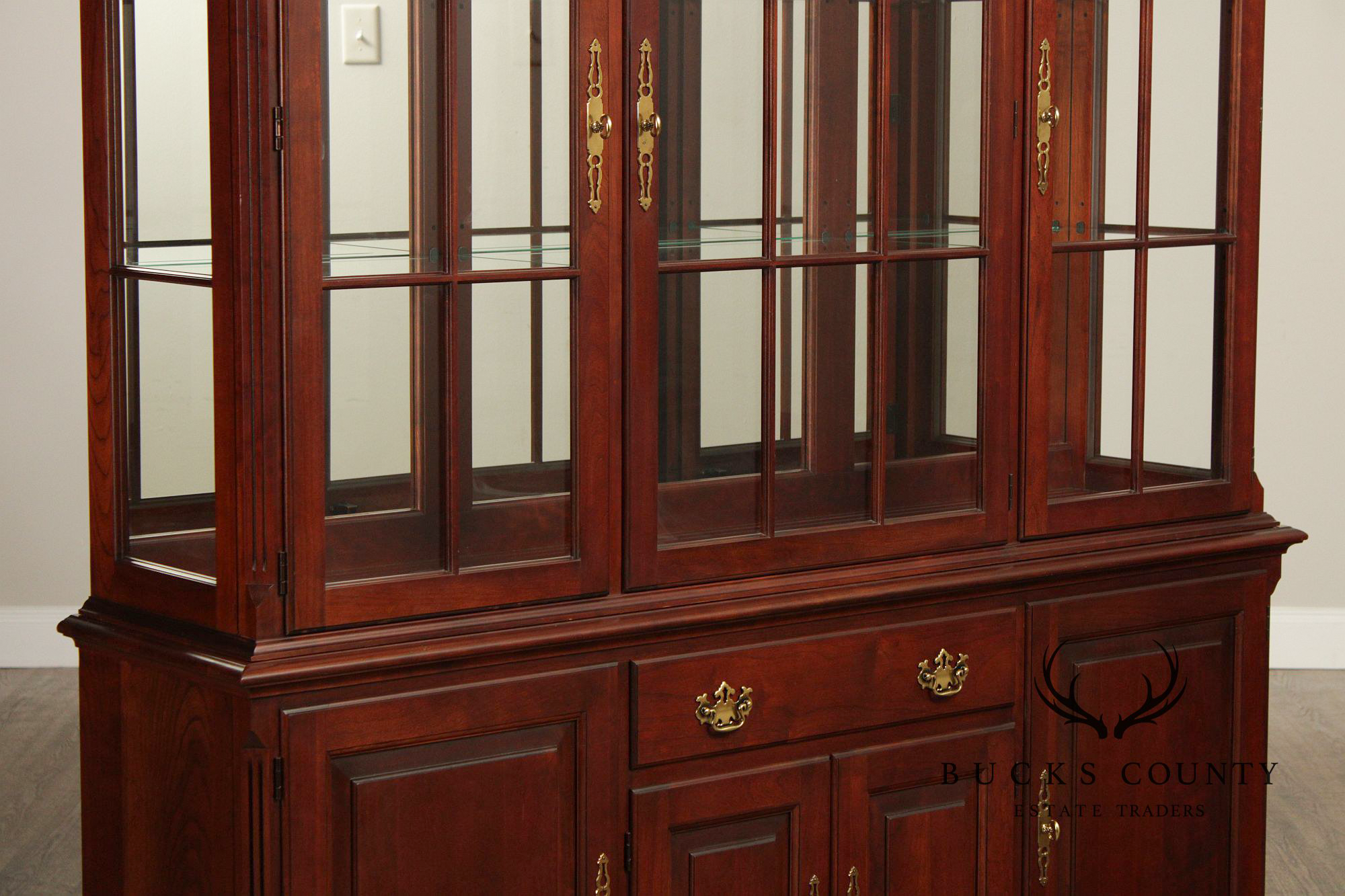 Pennsylvania House Cherry Traditional Lighted China Cabinet Breakfront