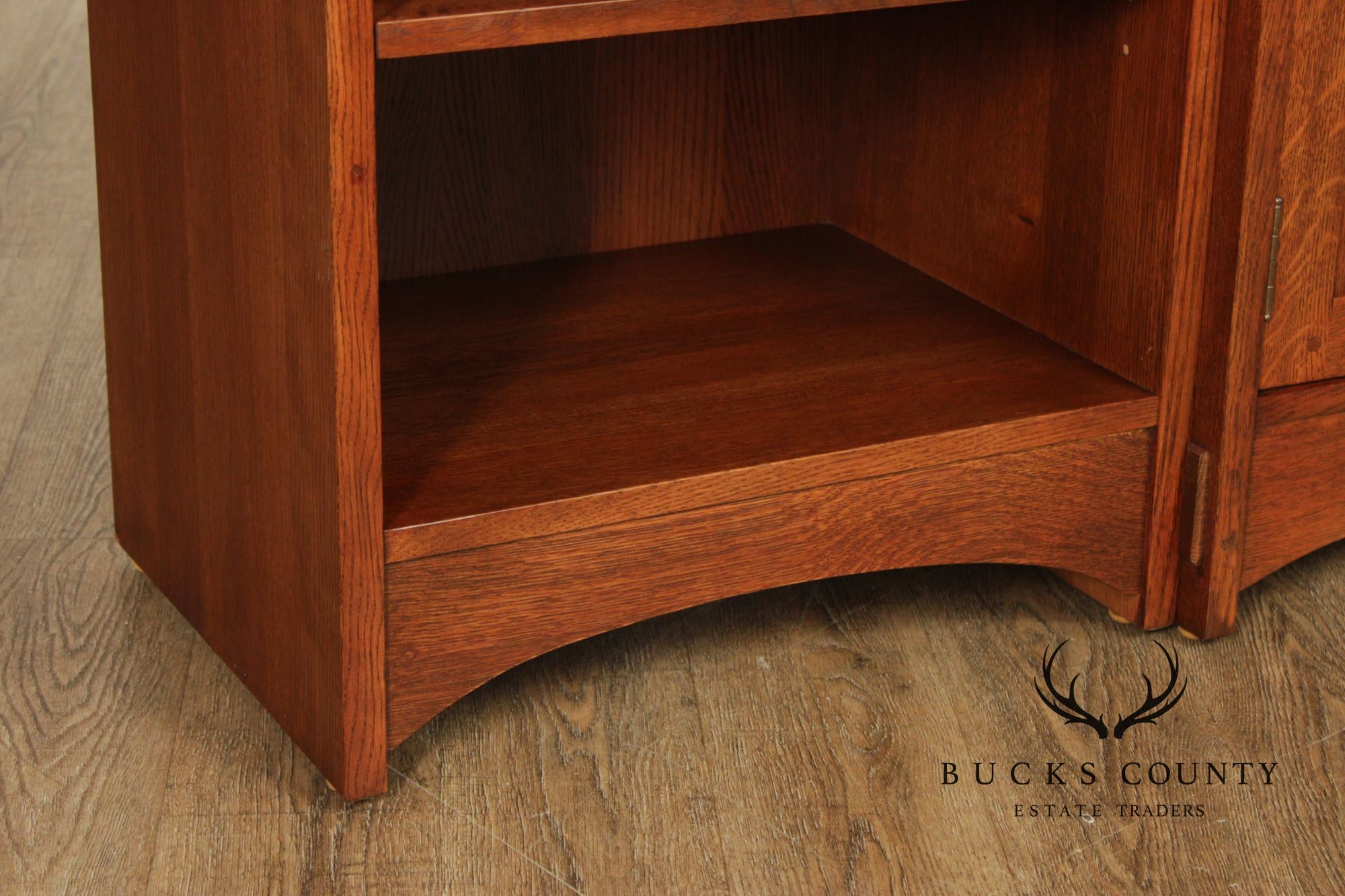 Stickley Mission Collection Oak Wall Unit Entertainment Cabinet With Bookshelves