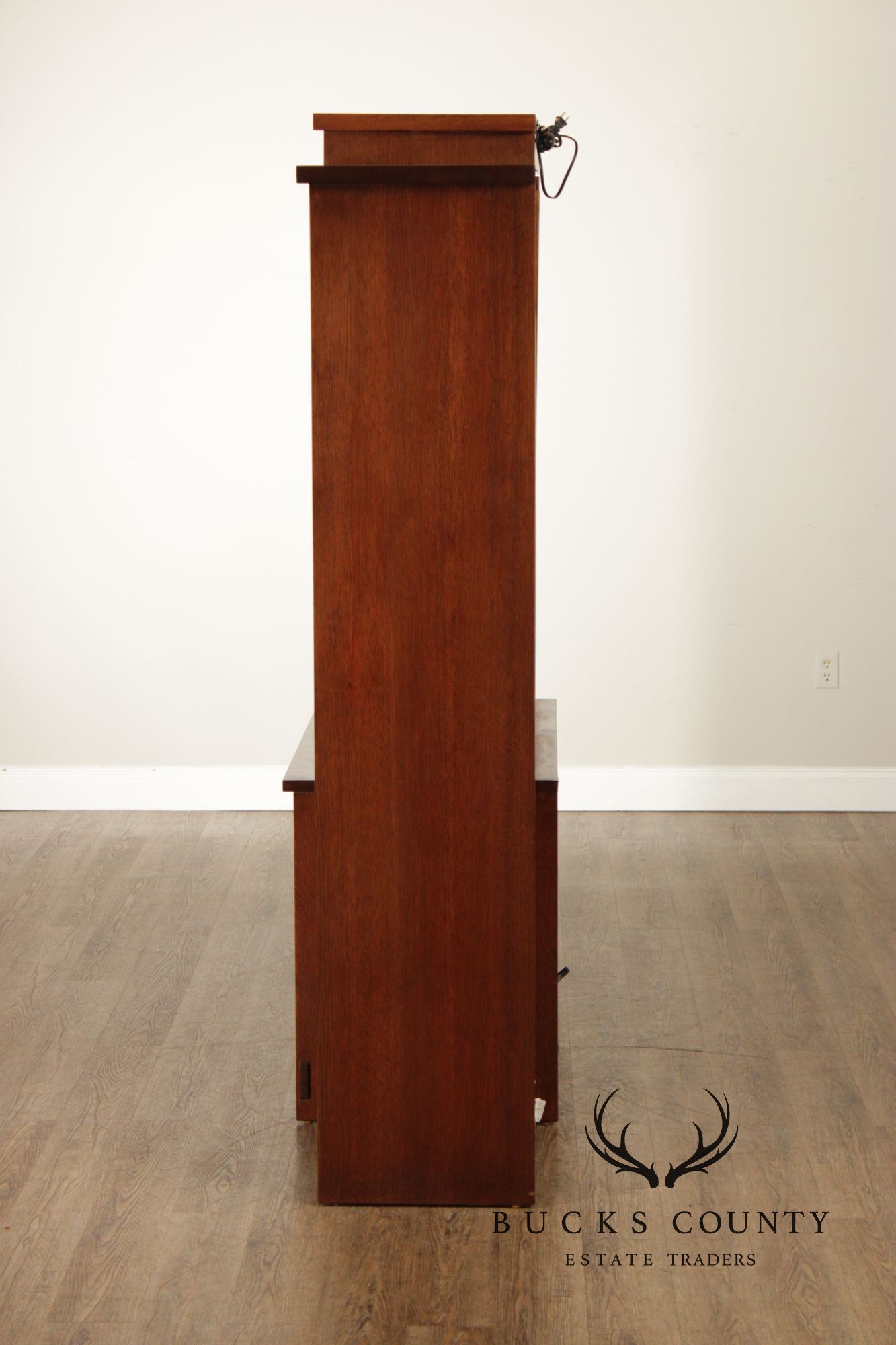 Stickley Mission Collection Oak Wall Unit Entertainment Cabinet With Bookshelves