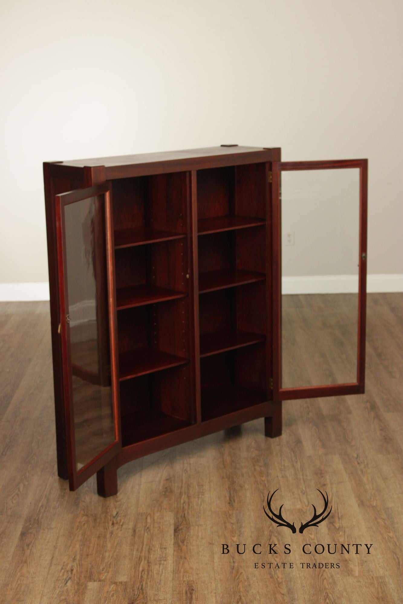 Antique Mission Mahogany Two Door Bookcase