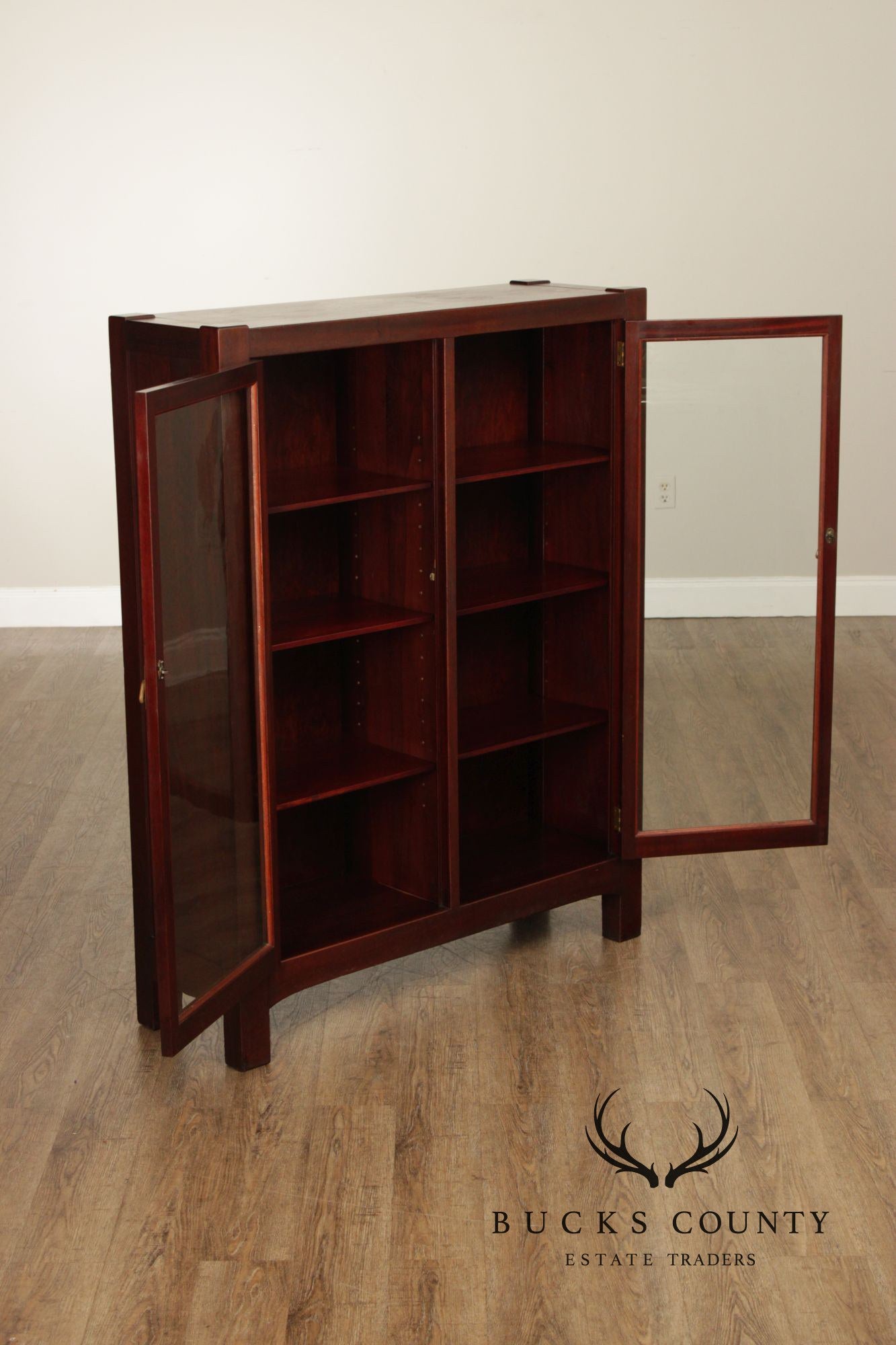 Antique Mission Mahogany Two Door Bookcase