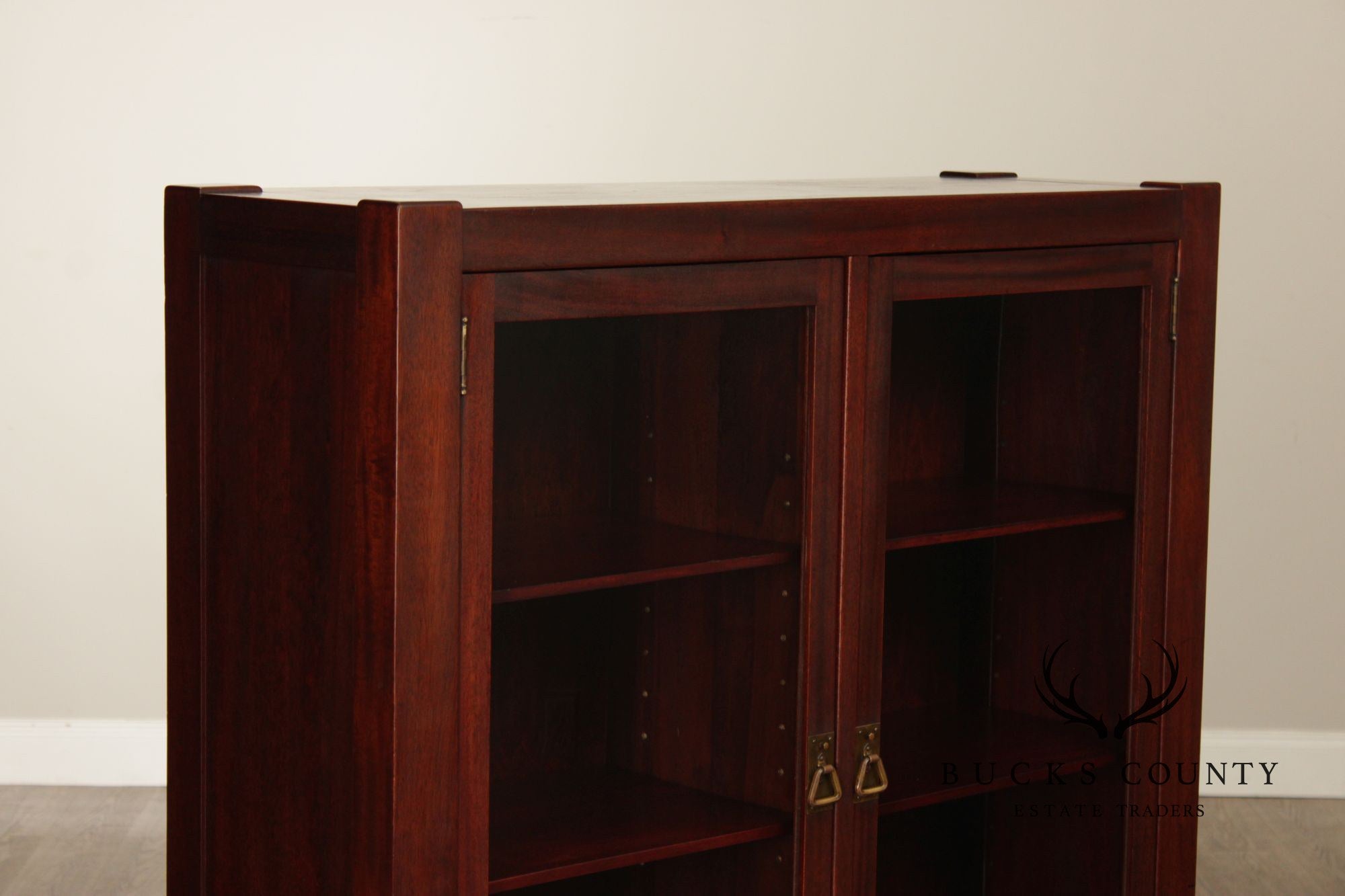 Antique Mission Mahogany Two Door Bookcase