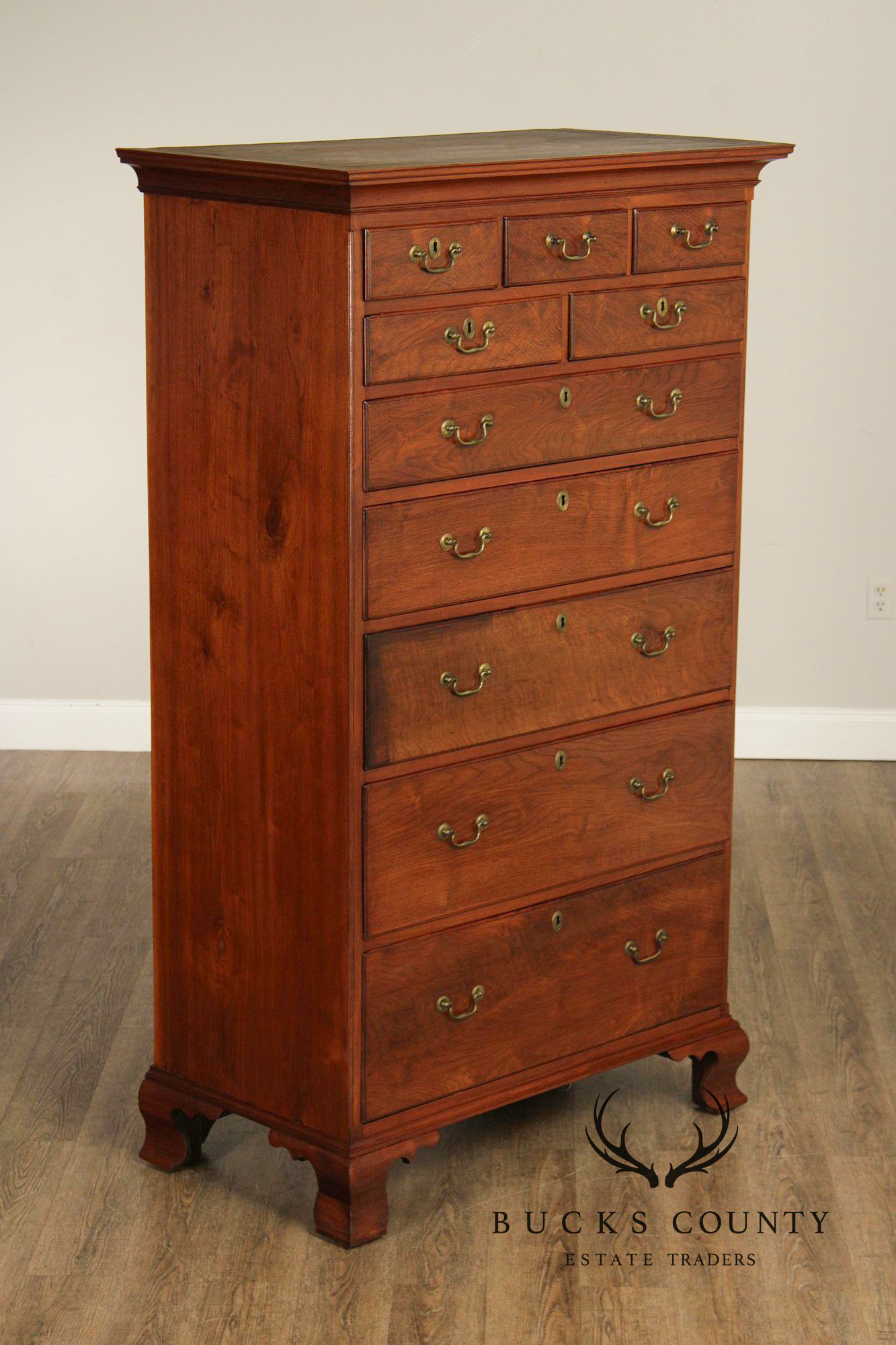 Antique American Chippendale Style Walnut Tall Chest of Drawers