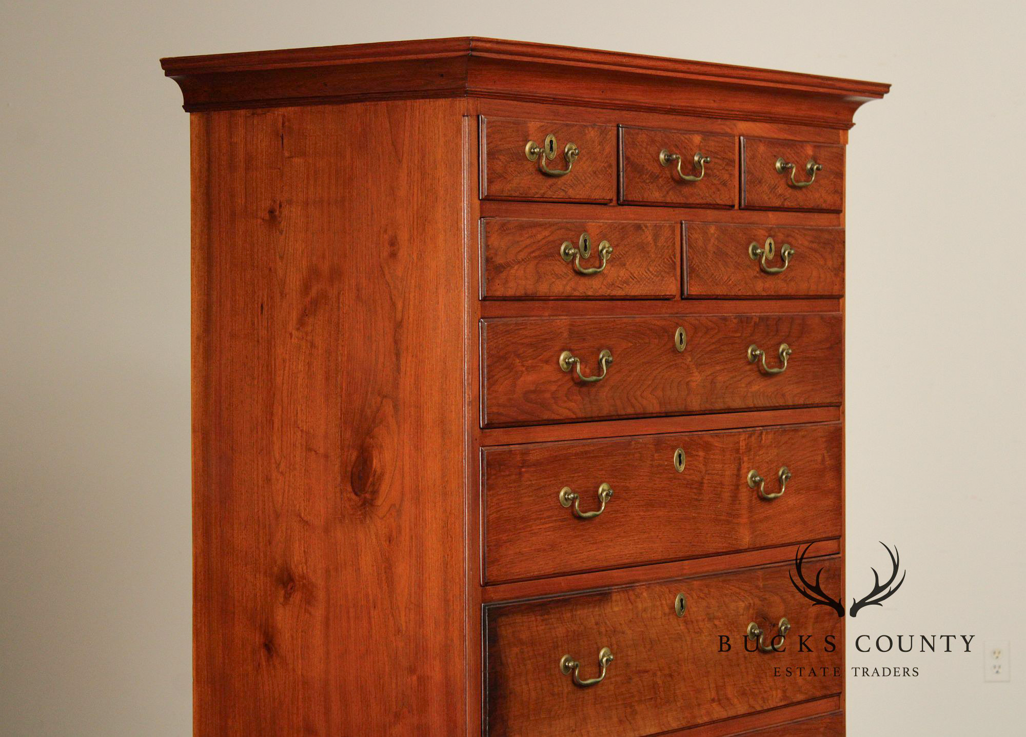 Antique American Chippendale Style Walnut Tall Chest of Drawers