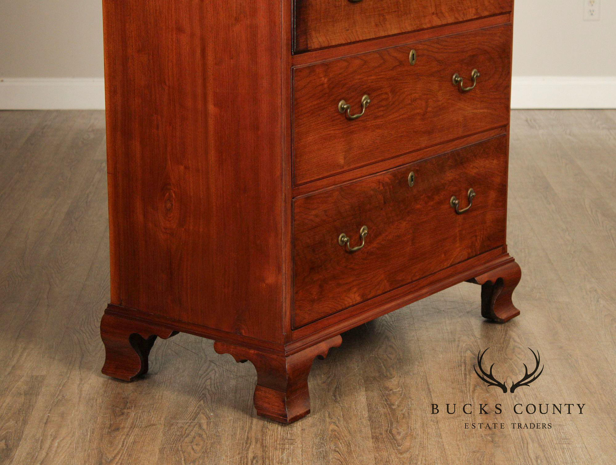 Antique American Chippendale Style Walnut Tall Chest of Drawers