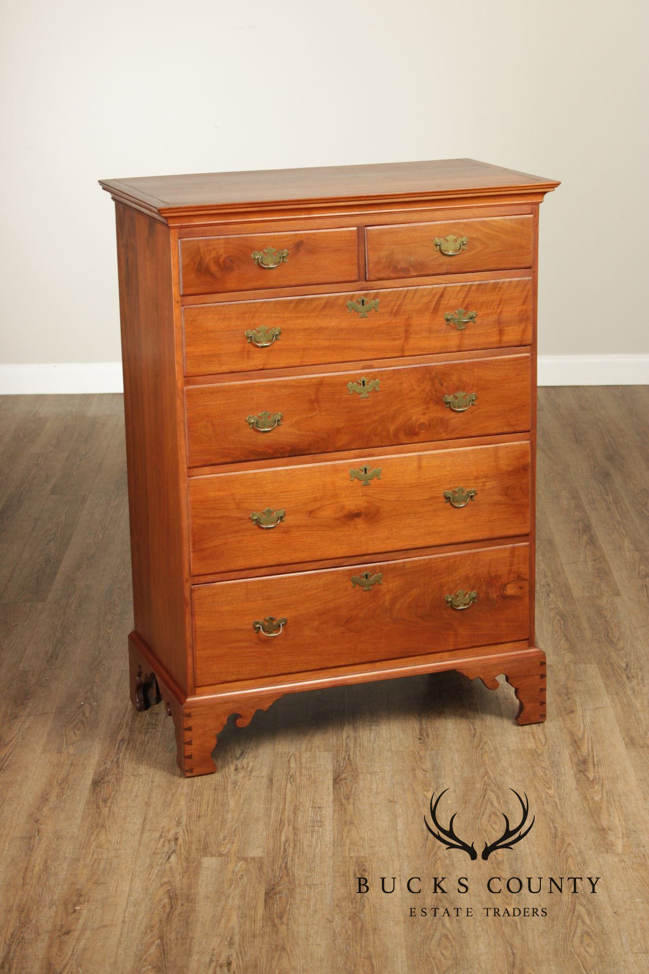 Antique American Walnut Chippendale Style Tall Chest