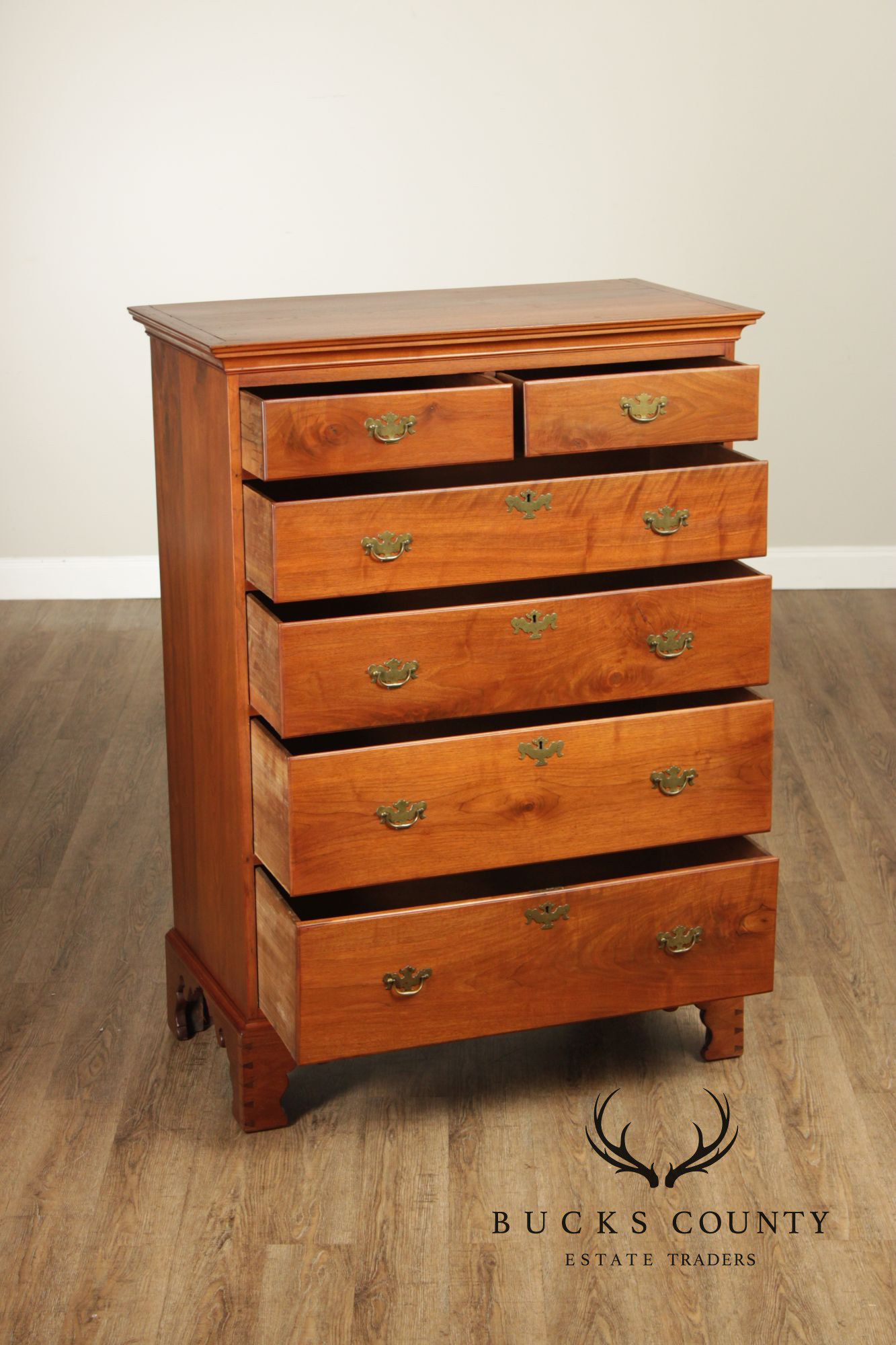 Antique American Walnut Chippendale Style Tall Chest