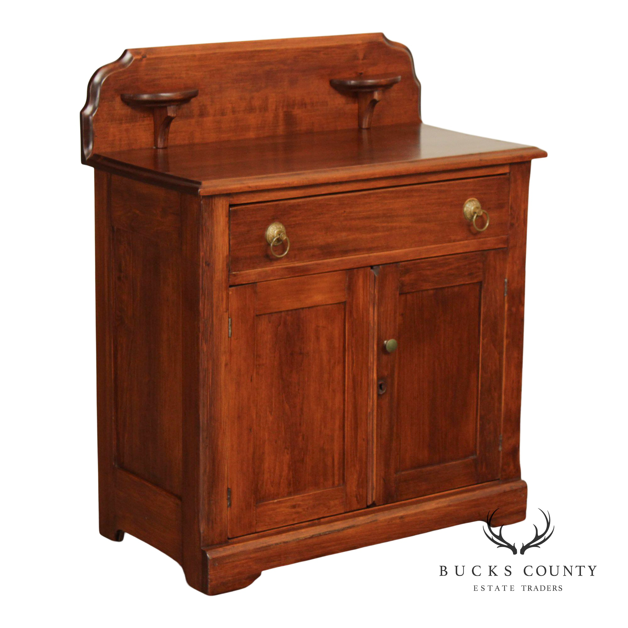 Antique American Cottage Washstand With Drawer And Cabinet Storage