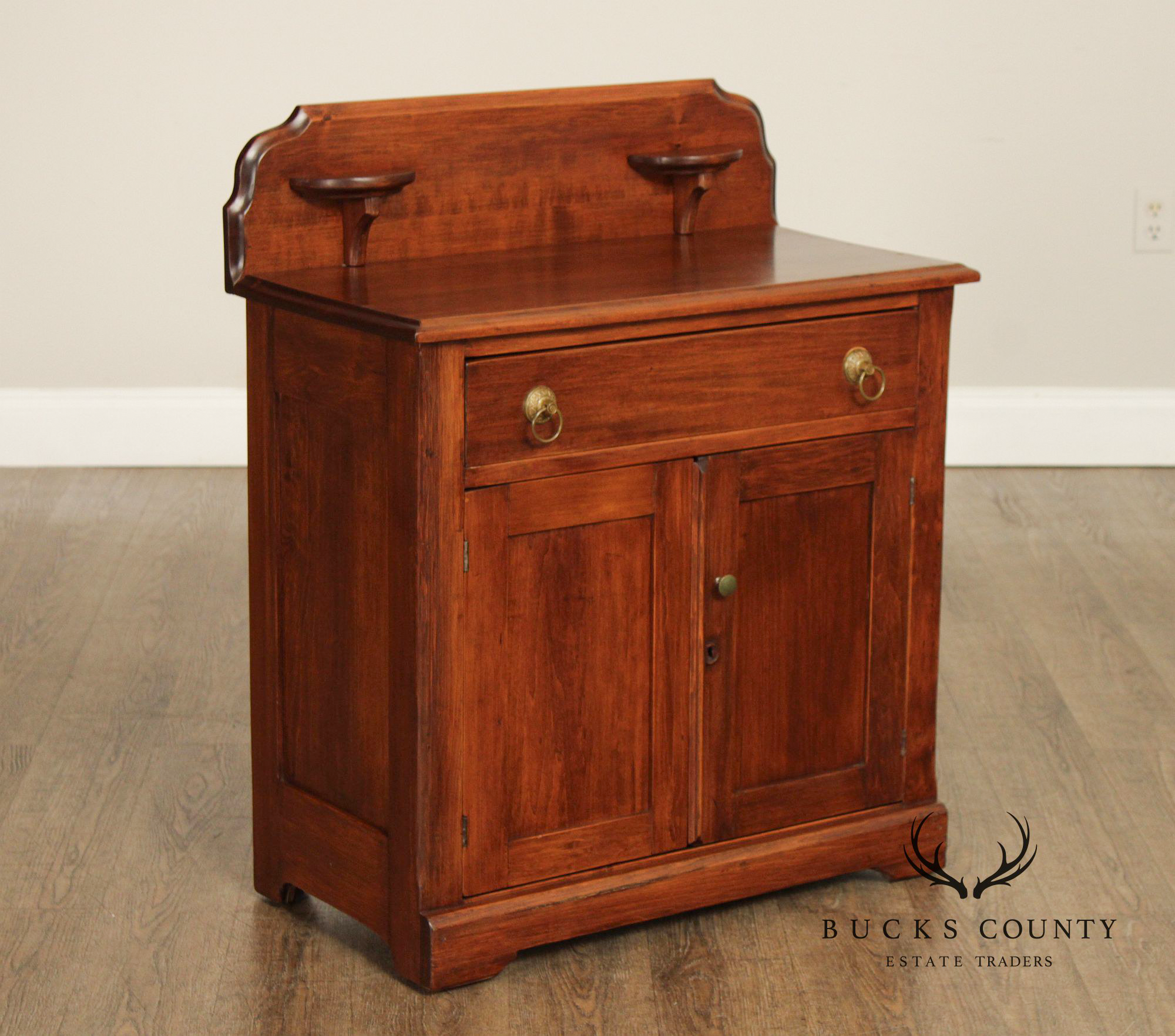 Antique American Cottage Washstand With Drawer And Cabinet Storage