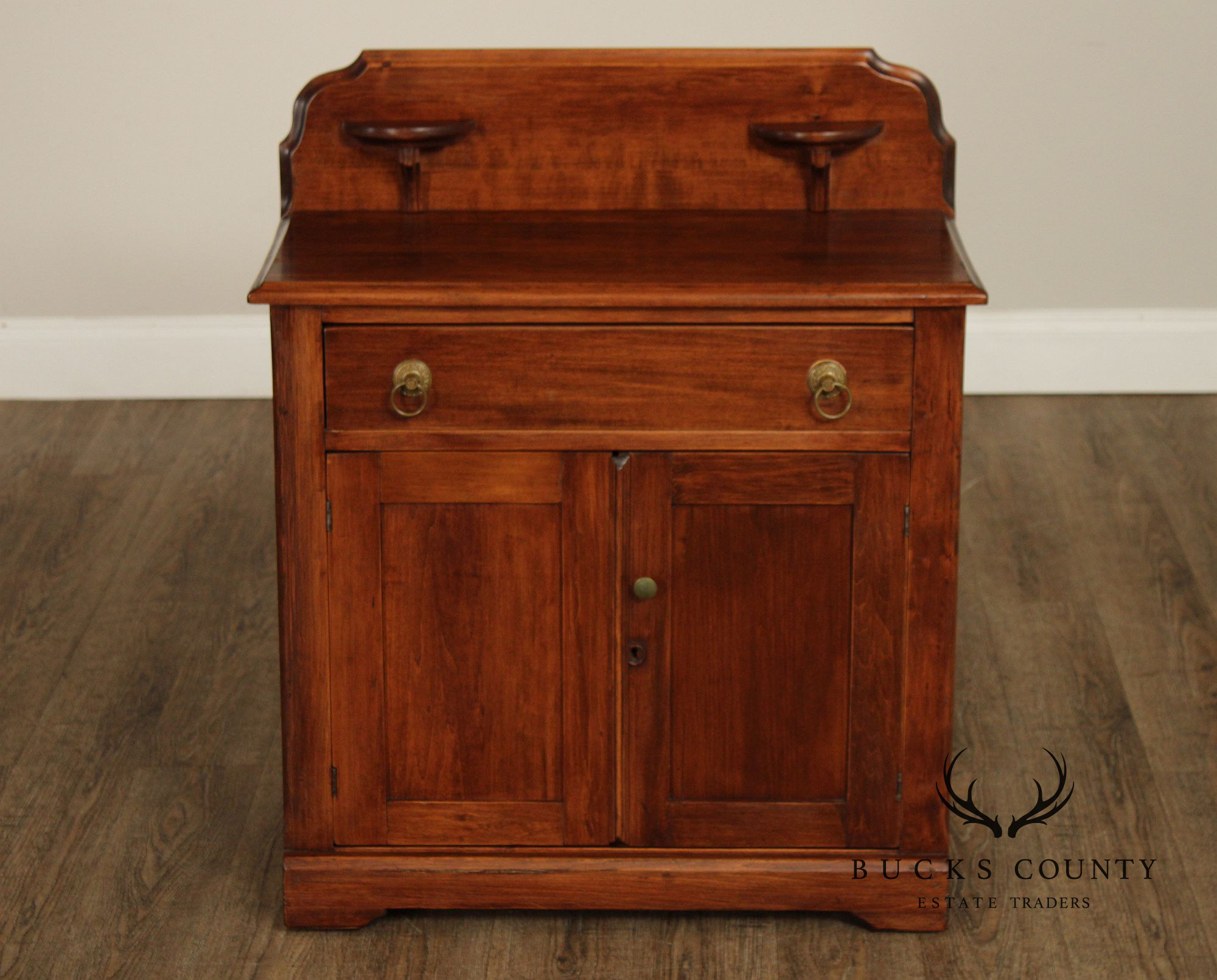Antique American Cottage Washstand With Drawer And Cabinet Storage