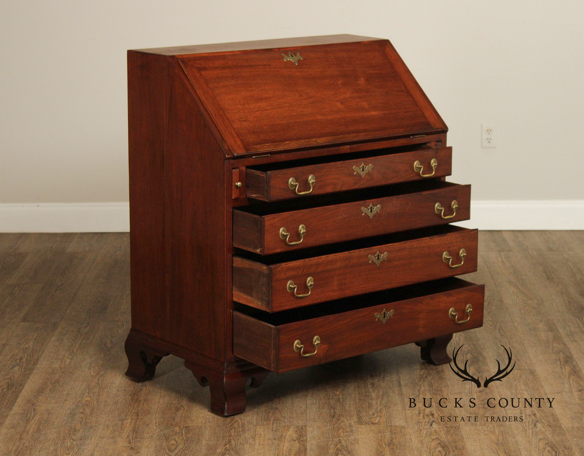 Antique American Chippendale Style Walnut Slant Front Desk
