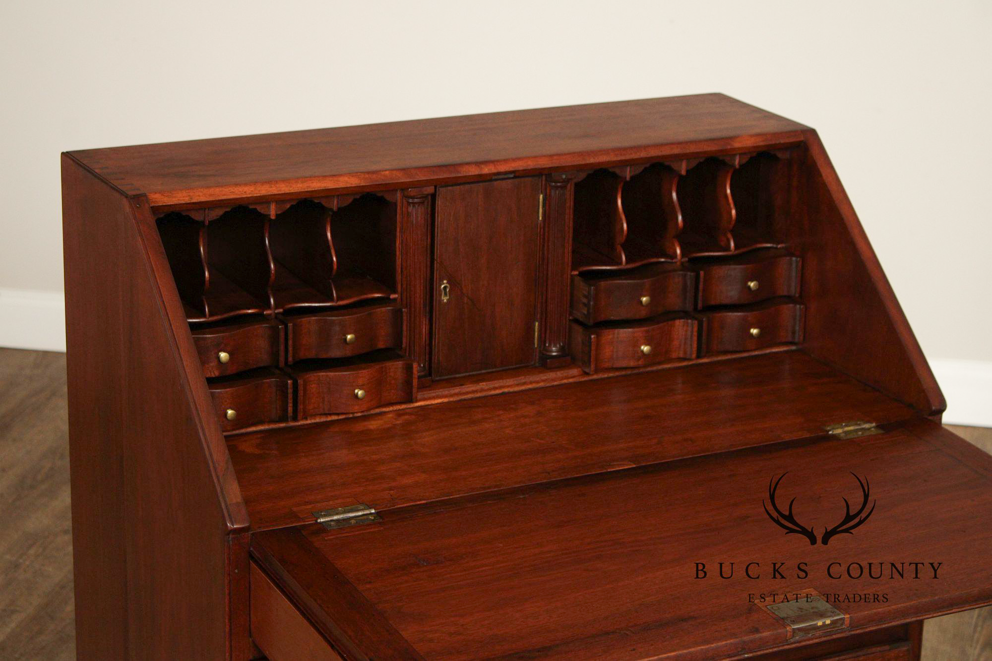 Antique American Chippendale Style Walnut Slant Front Desk