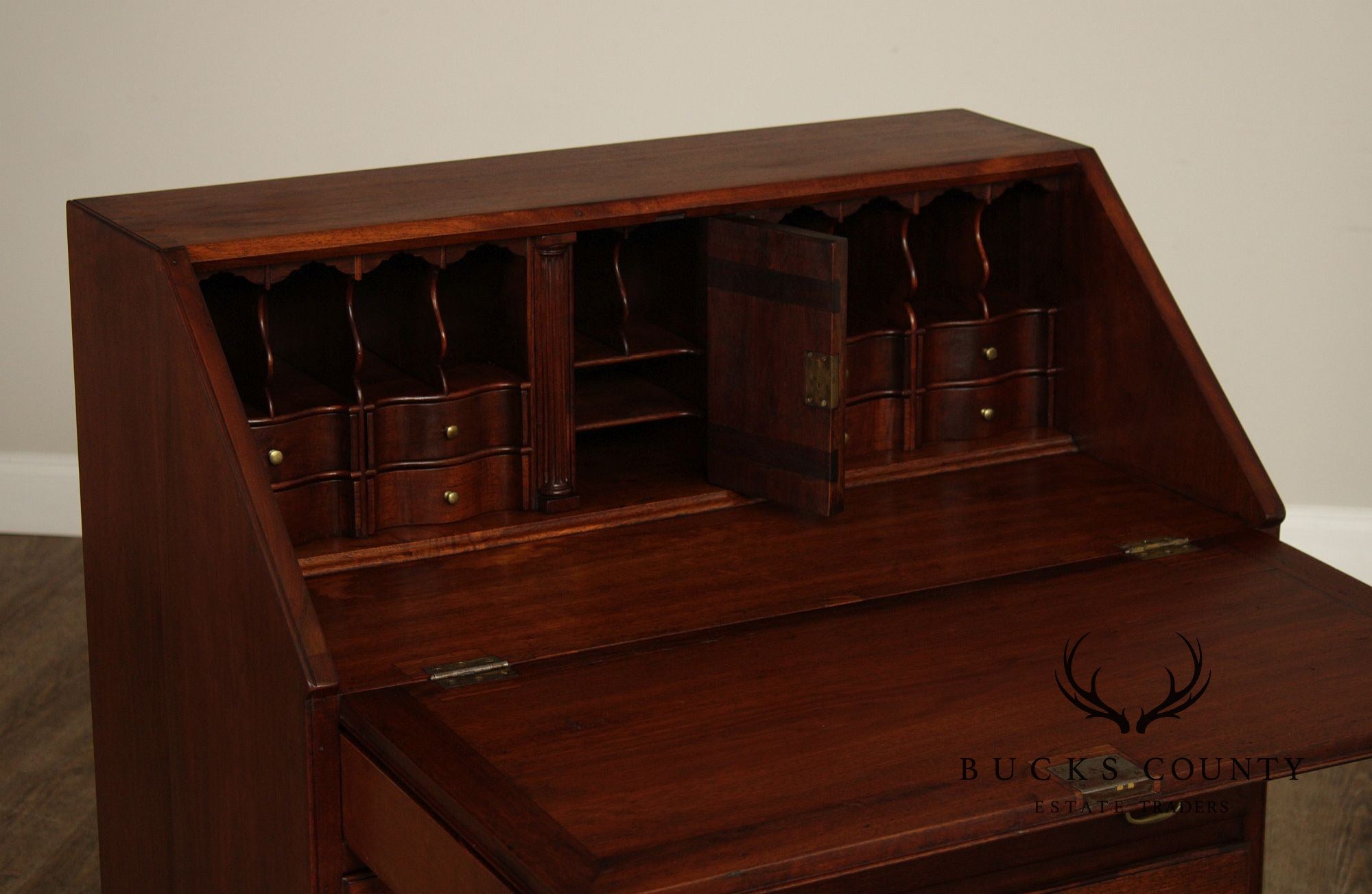 Antique American Chippendale Style Walnut Slant Front Desk