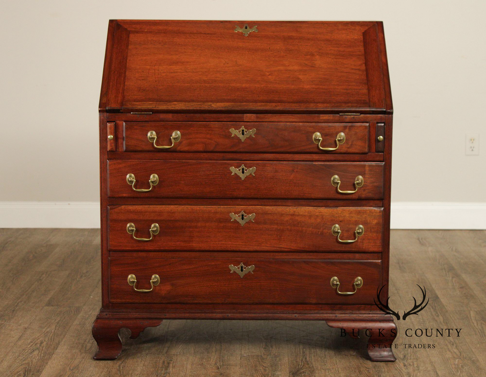 Antique American Chippendale Style Walnut Slant Front Desk