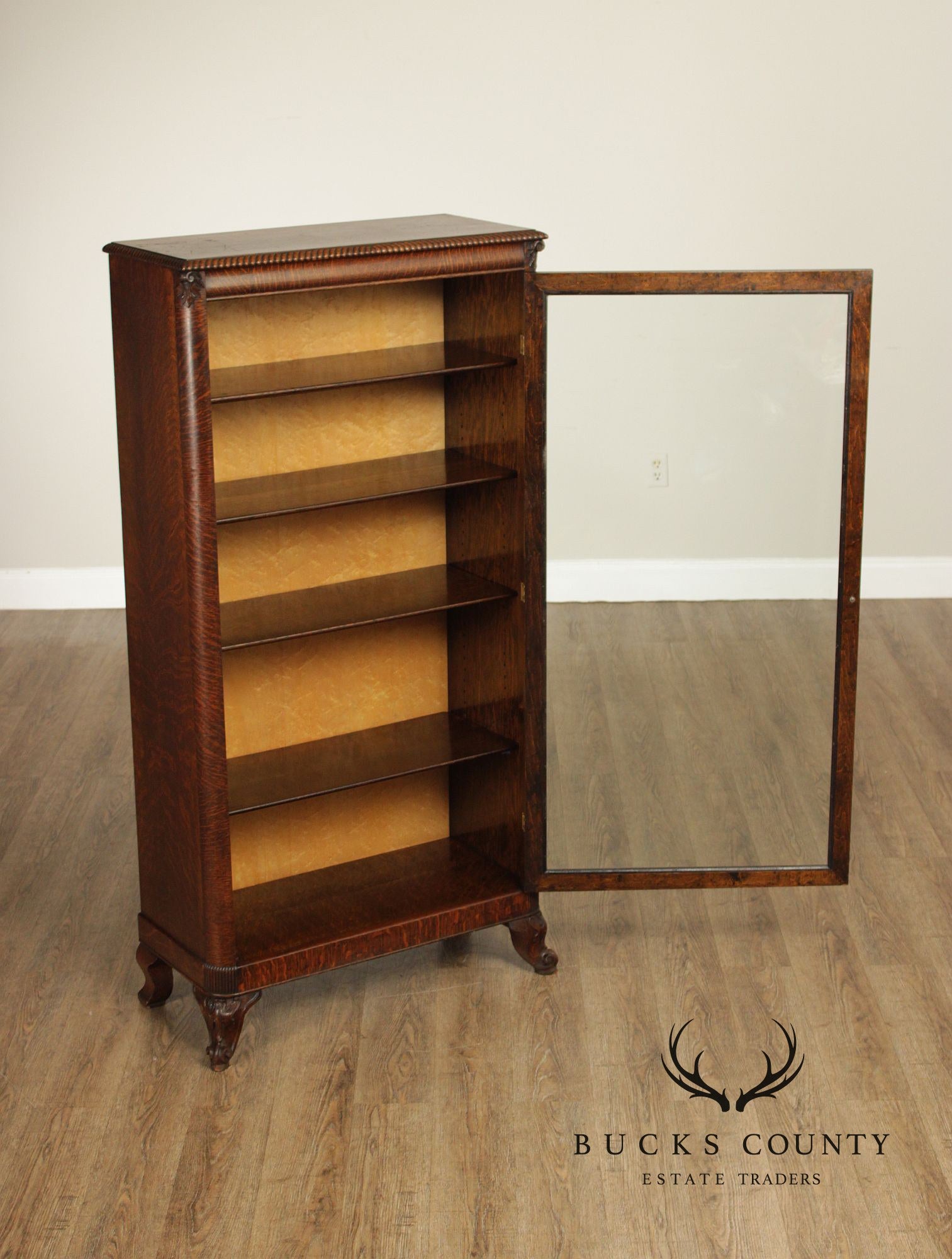 Antique Victorian Oak Single Door Bookcase