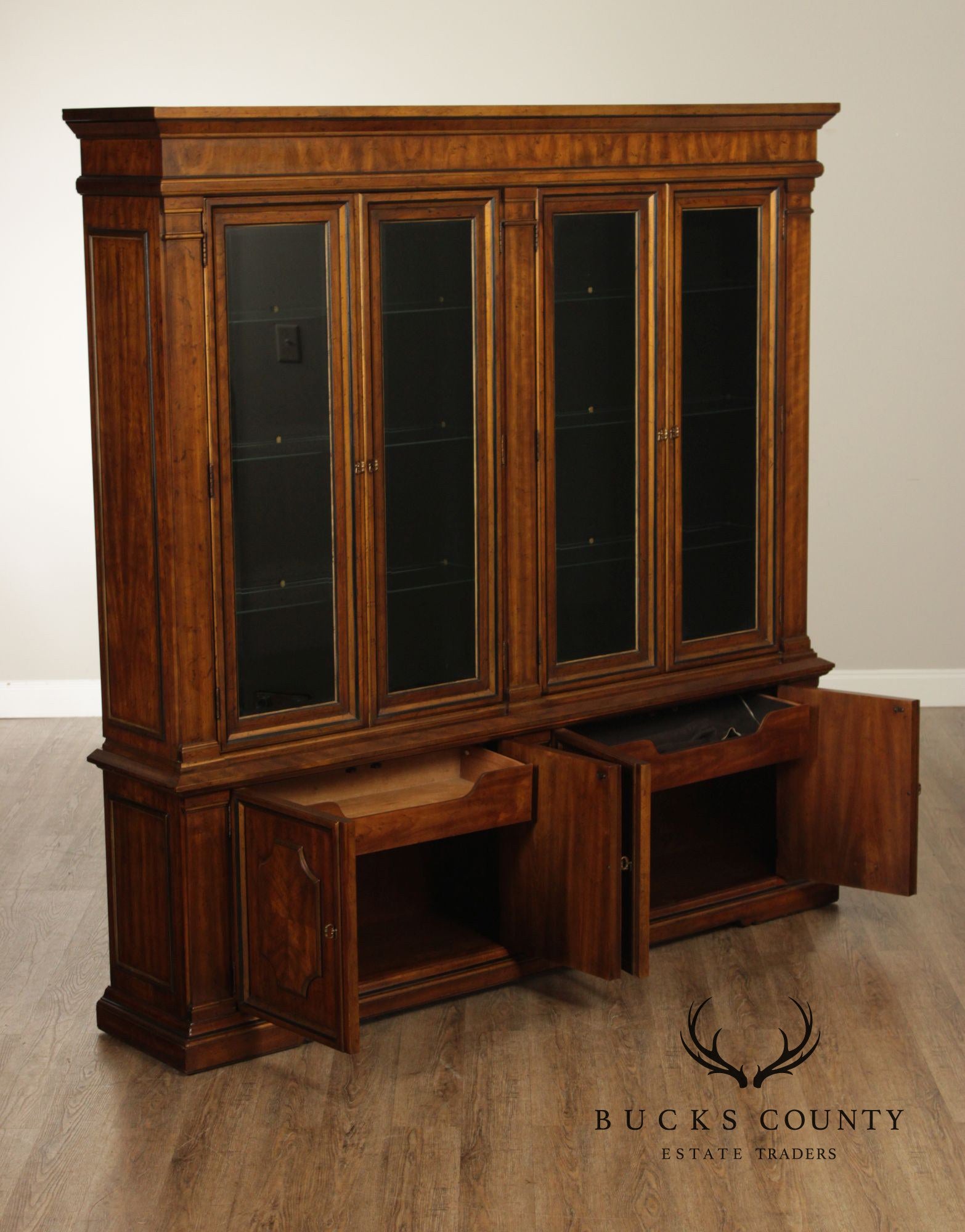 Drexel Heritage Furniture Sketchbook Collection Large Mahogany Breakfront China Cabinet